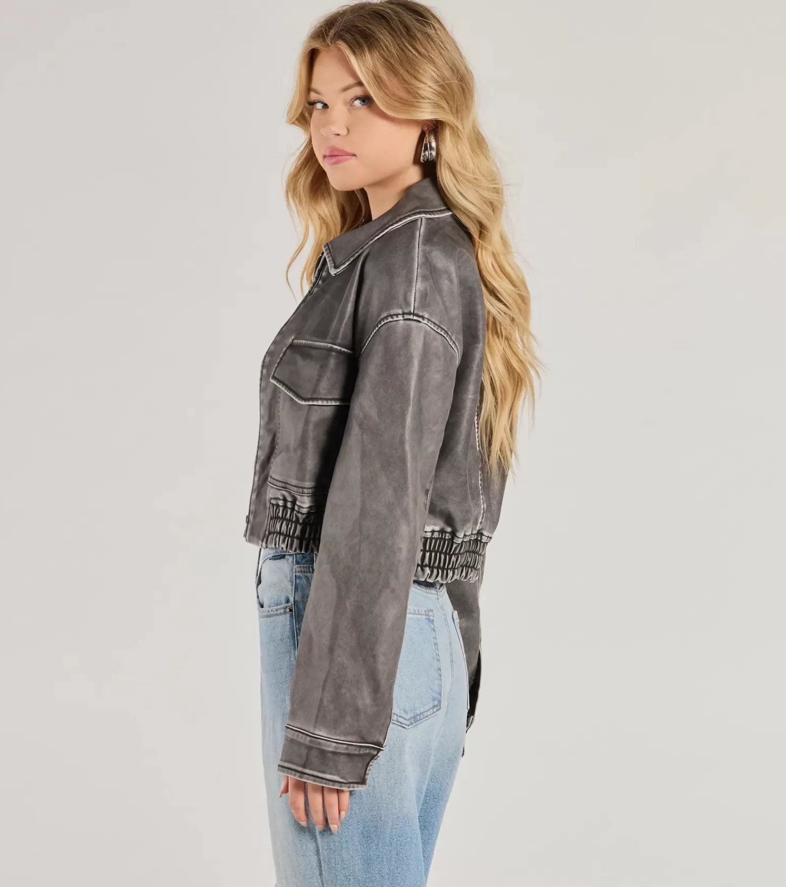 Windsor Moto & Faux Leather*Edgy Attitude Distressed Faux Leather Jacket