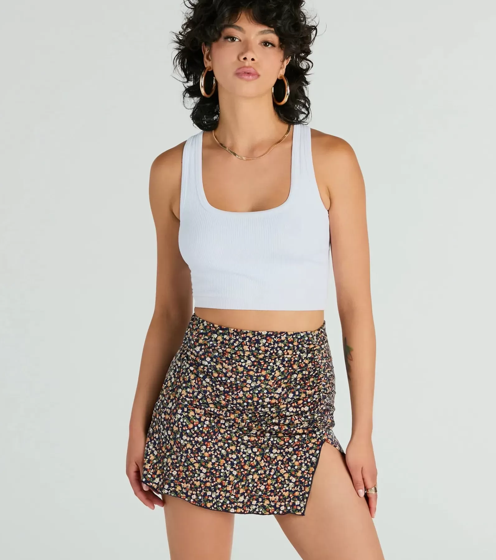 Windsor Mini Skirts*Effortless Beauty High Rise Floral Mini Skirt
