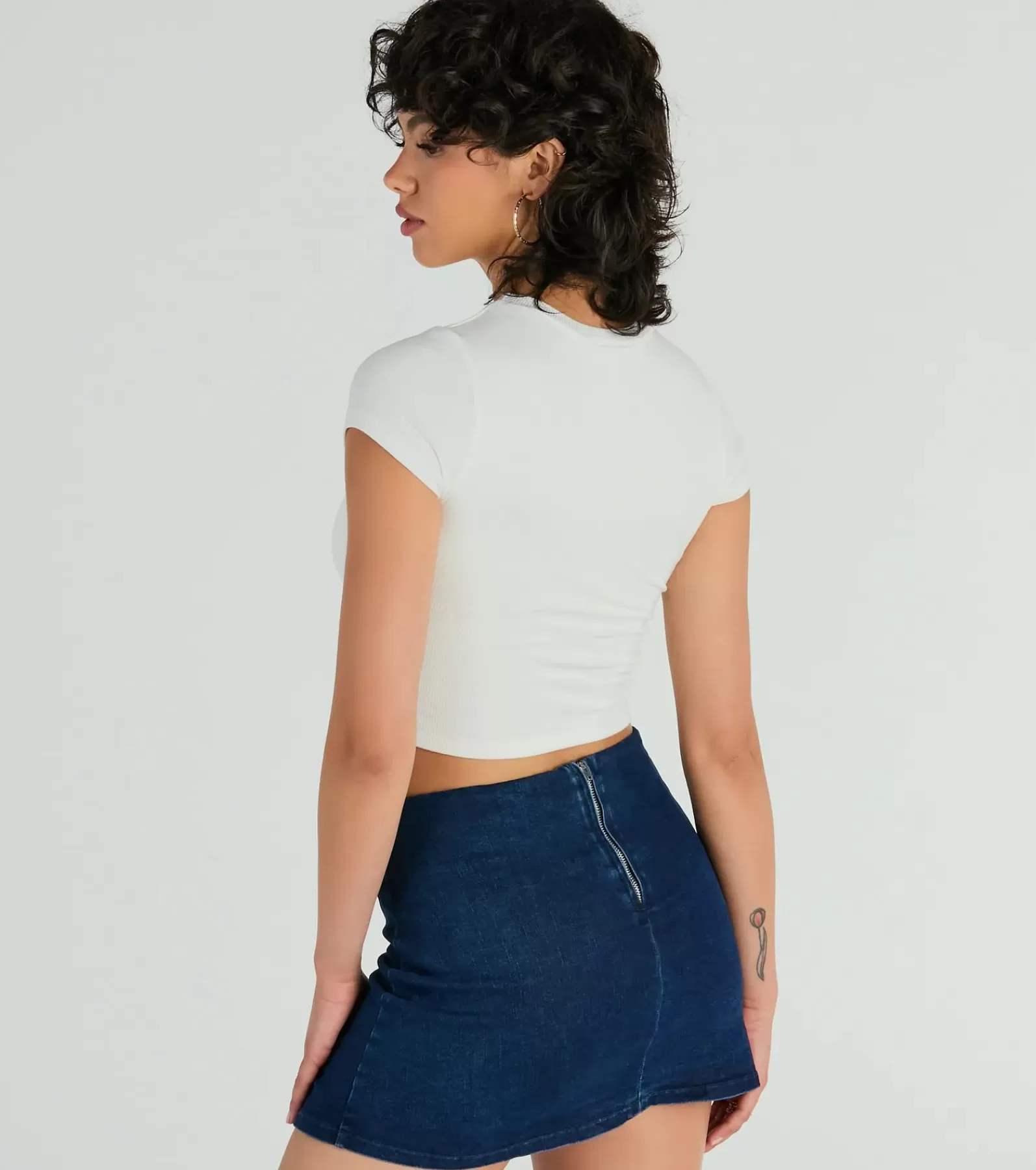 Windsor Basic Tops | Short Sleeve Tops*Effortless Style Short Sleeve Ribbed Knit Crop Top