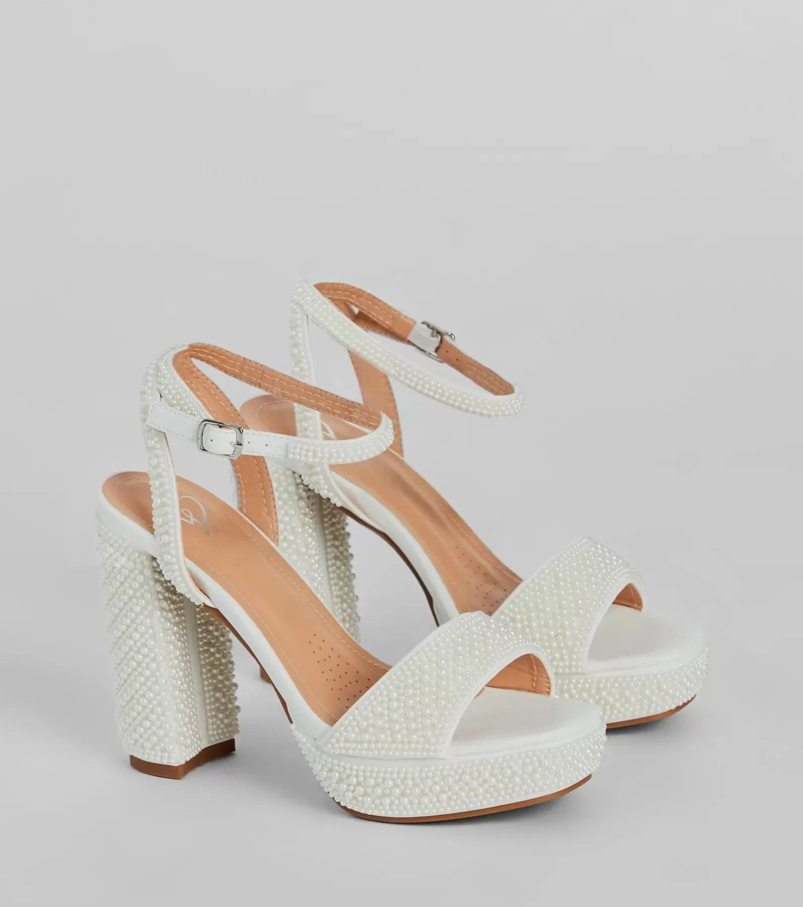 Windsor High Heels | Platform Shoes*Elite Glam Faux Pearl Platform Block Heels