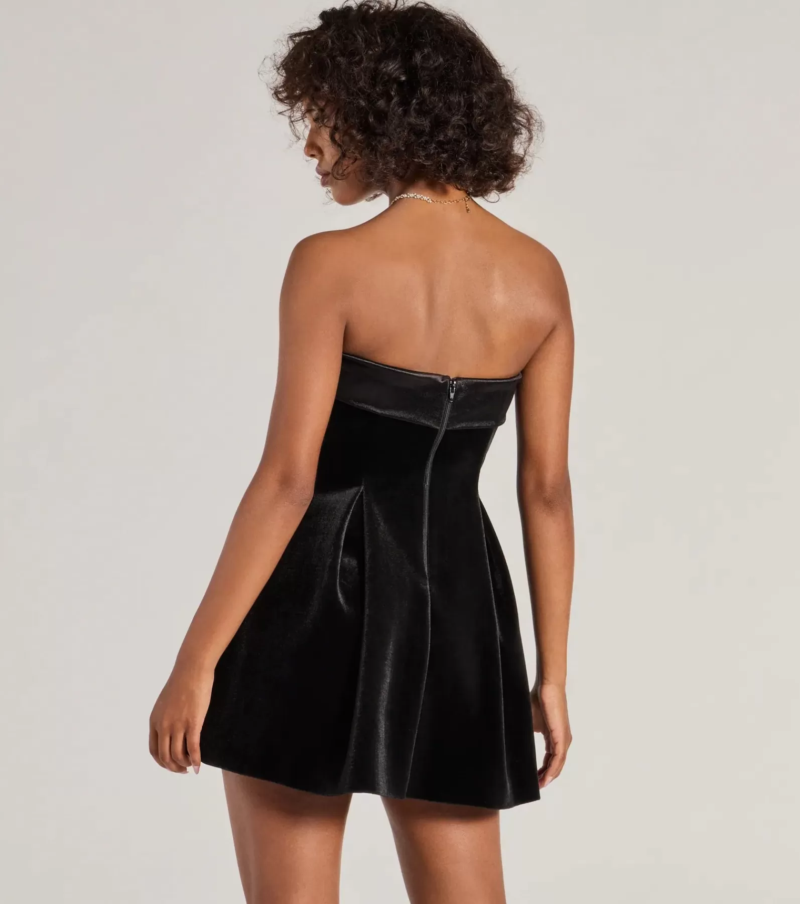 Windsor Wedding Outfits | Velvet Holiday Dresses*Ella Strapless Pleated Velvet Skater Dress