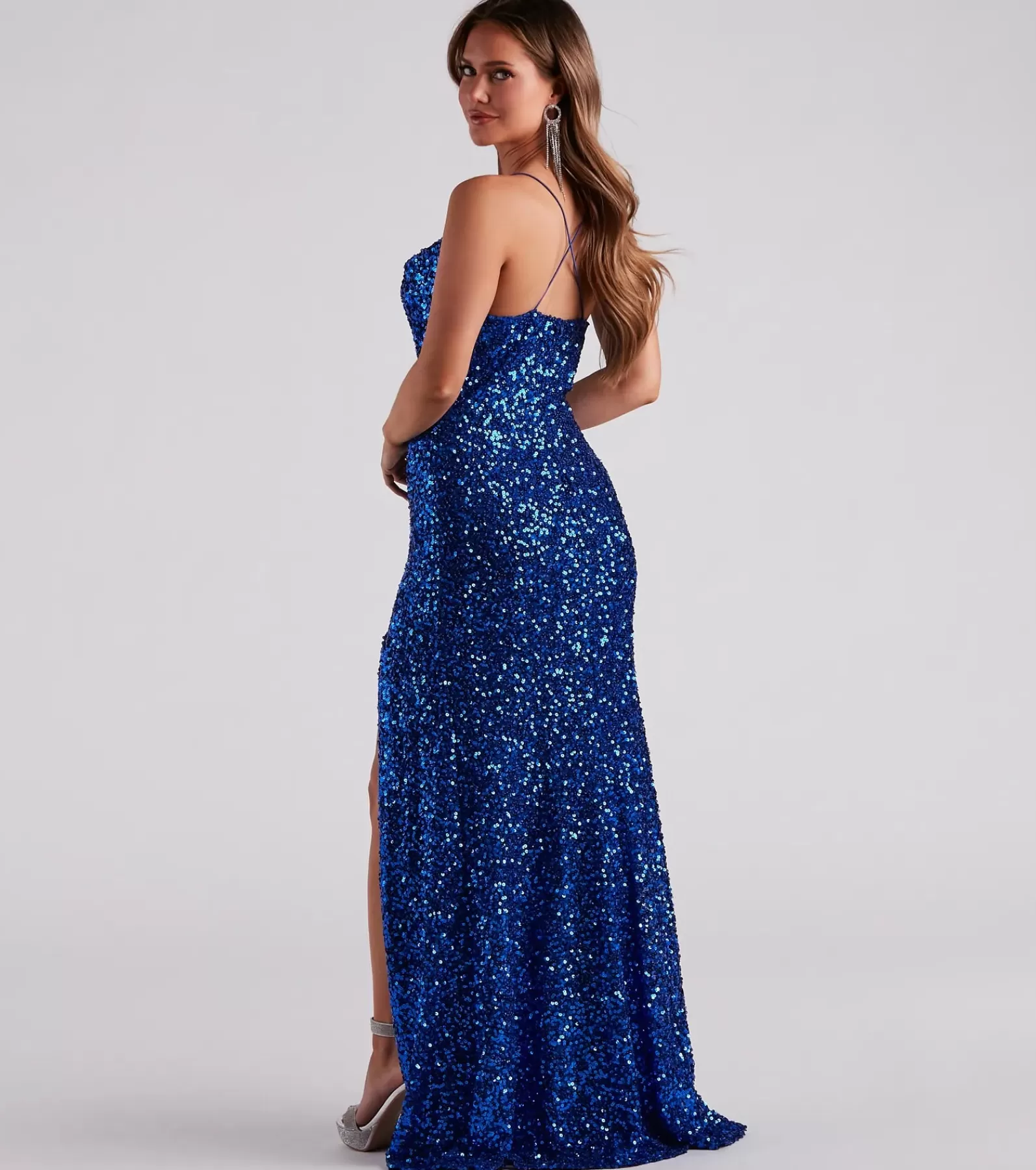 Windsor Sequin Bridesmaid Dresses | Blue Bridesmaid Dresses*Esperanza Formal Sequin Cowl Dress