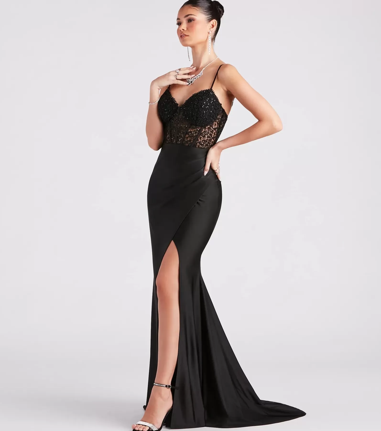 Windsor Black Bridesmaid Dresses | Corset Dresses*Everly Formal Lace Corset Mermaid Dress