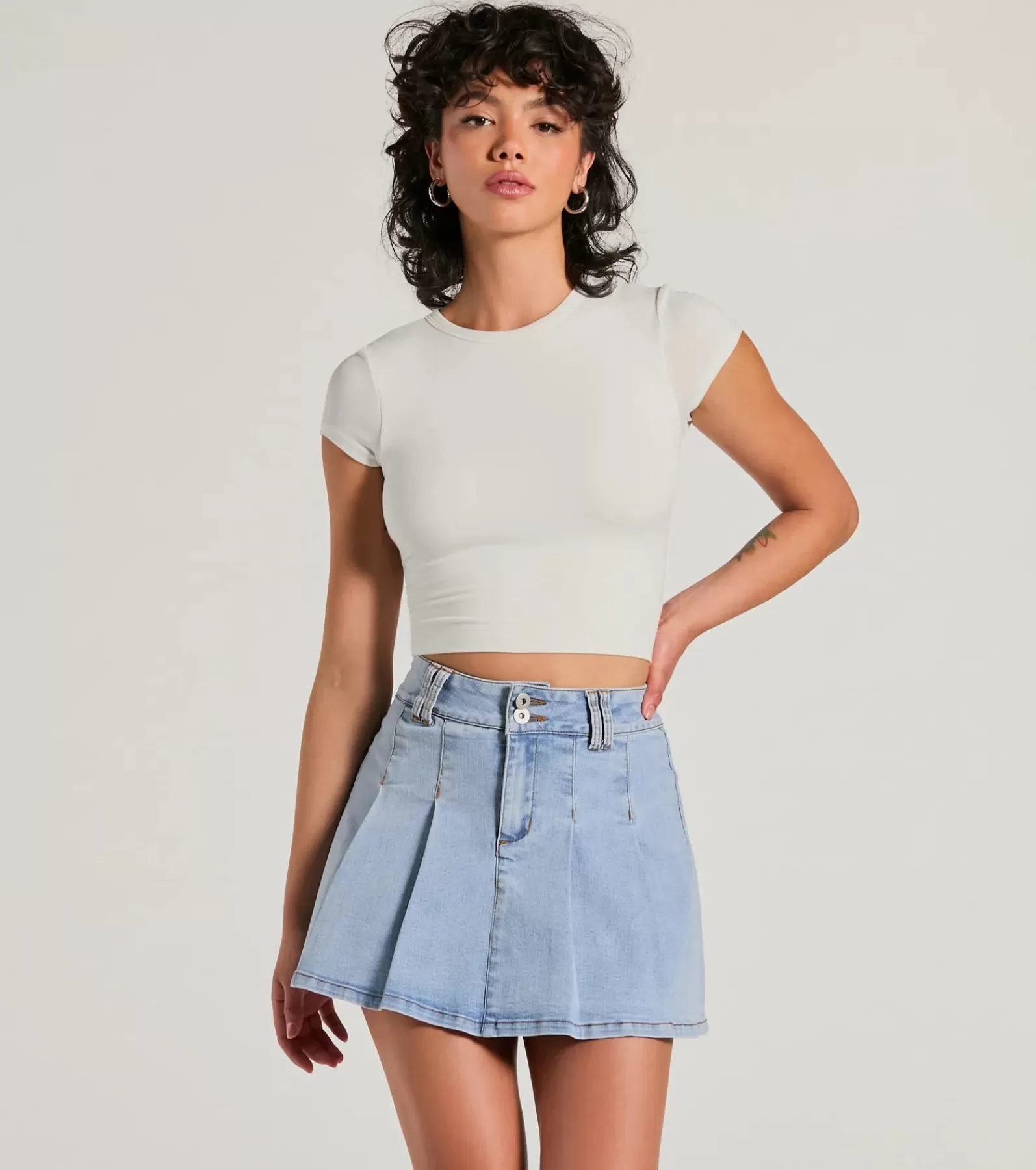 Windsor Denim Skirts | Mini Skirts*Exceptional Darling High-Rise Pleat Denim Mini Skirt
