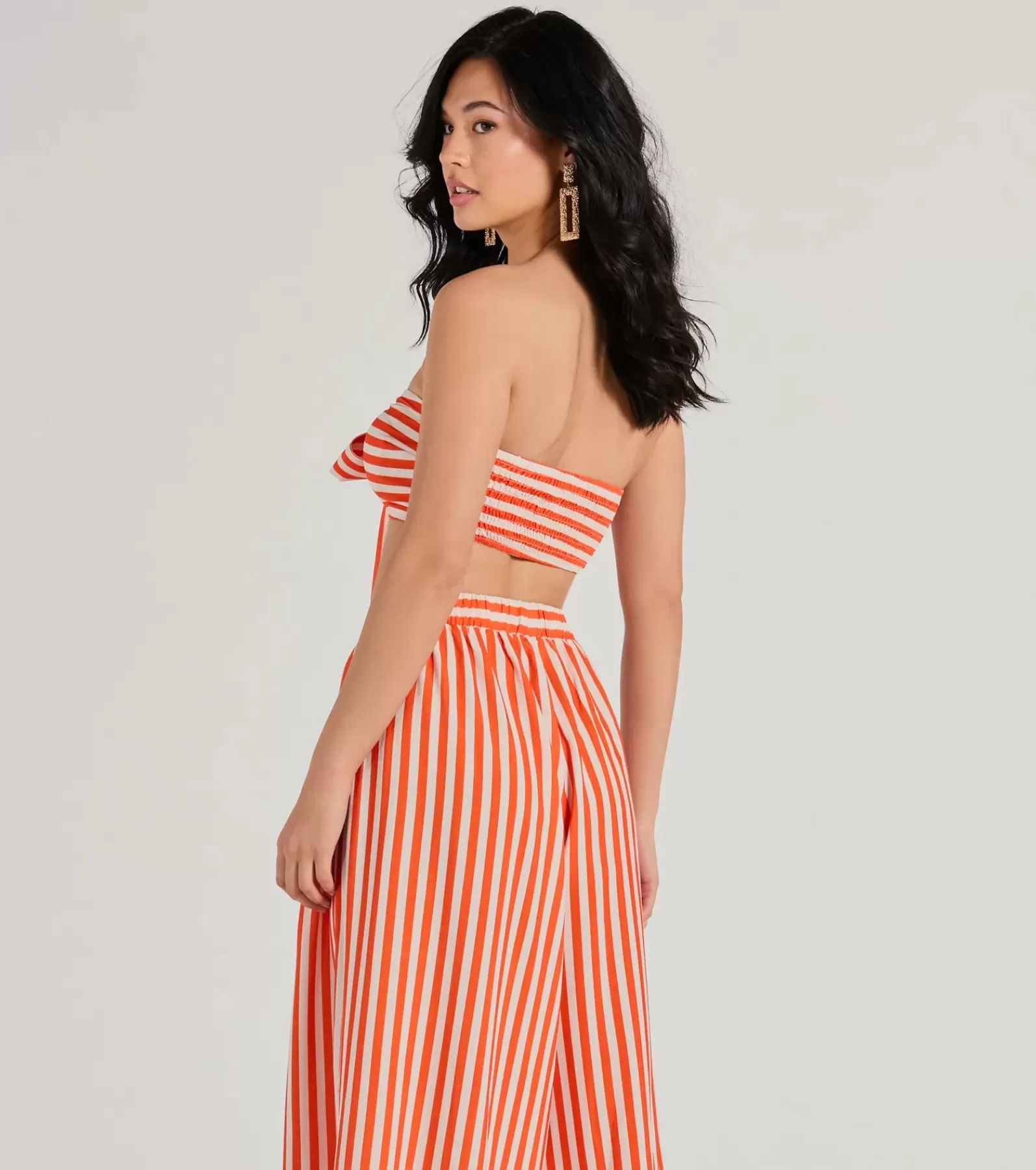 Windsor All Matching Sets | Tie Front Tops*Festive Fun Strapless Striped Bandeau Crop Top