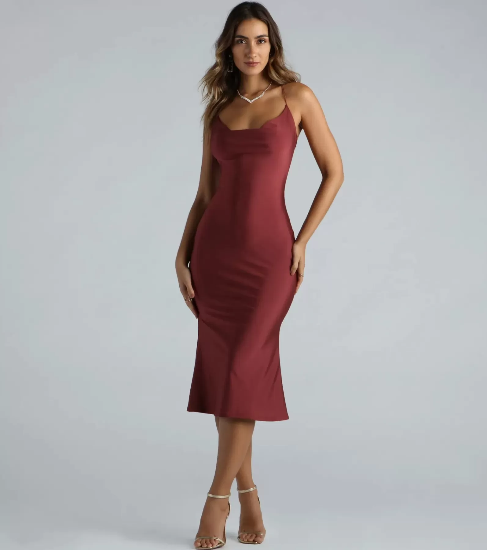 Windsor Satin Nye Dresses | Nye Outfits*Flatter Me Satin-Knit Midi Dress