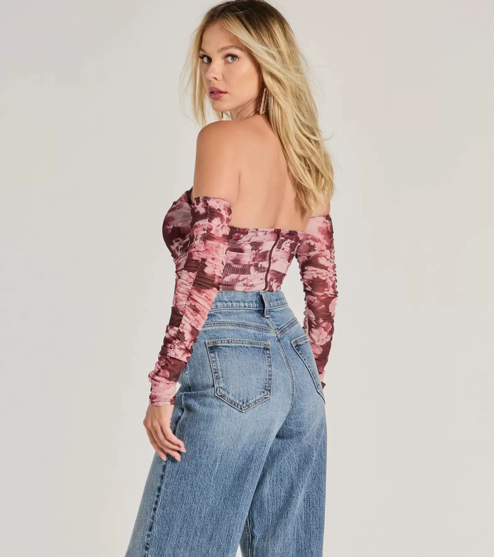 Windsor Off The Shoulder Tops | Going-Out Tops*Floral Fantasy Long Sleeve Mesh Bustier