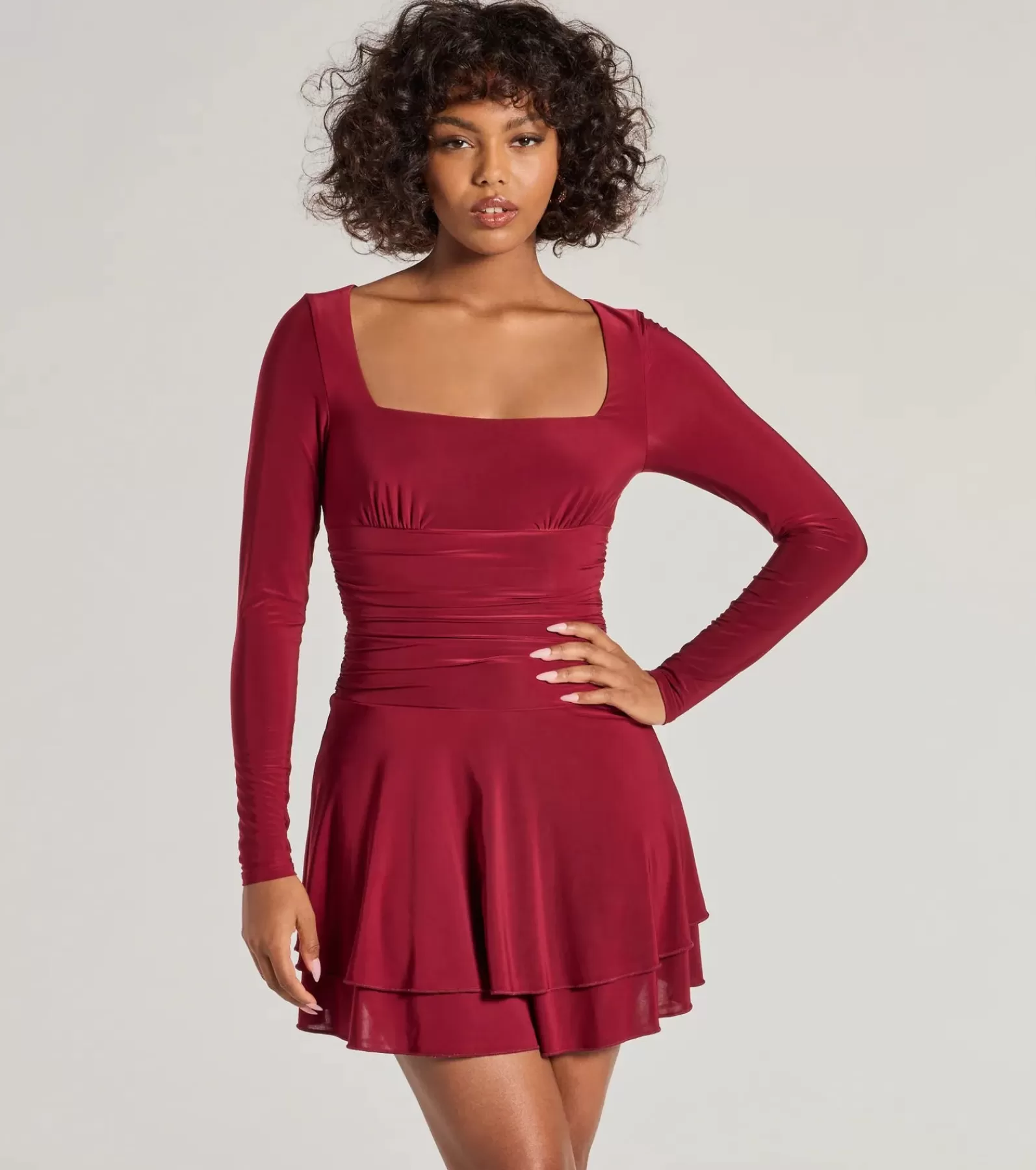Windsor Long Sleeve Holiday Dresses | Mini Holiday Dresses*Forever Sweet Long Sleeve Drop Waist Skater Dress