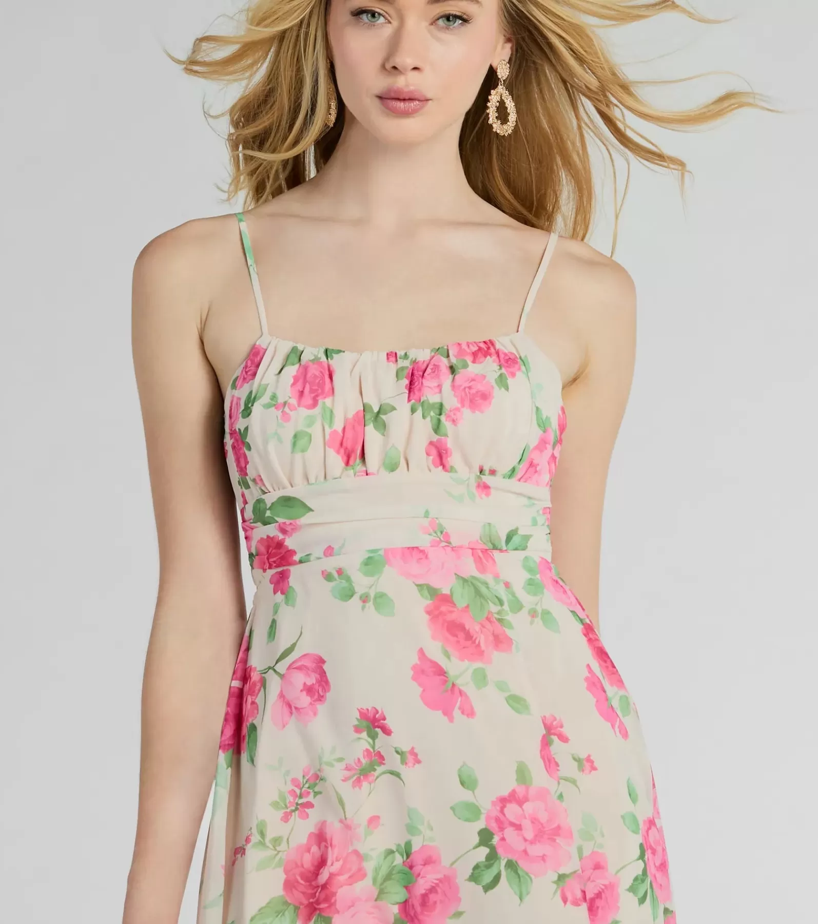 Windsor Country Wedding Guest Dresses | Midi Dresses*Garden Of Romance Tie Back Rose Floral A-Line Dress