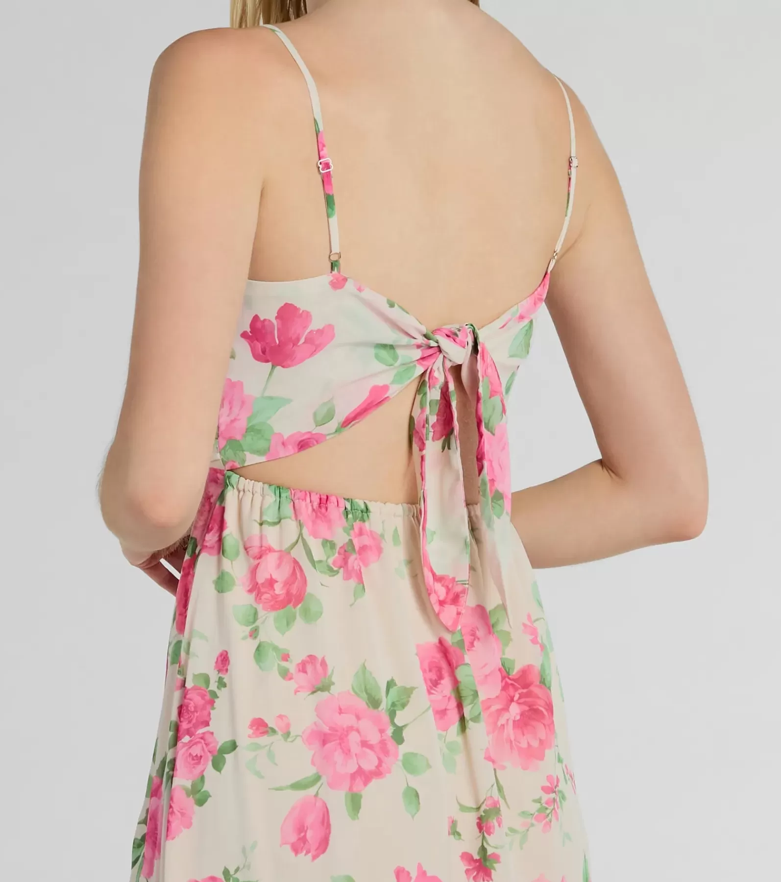 Windsor Country Wedding Guest Dresses | Midi Dresses*Garden Of Romance Tie Back Rose Floral A-Line Dress
