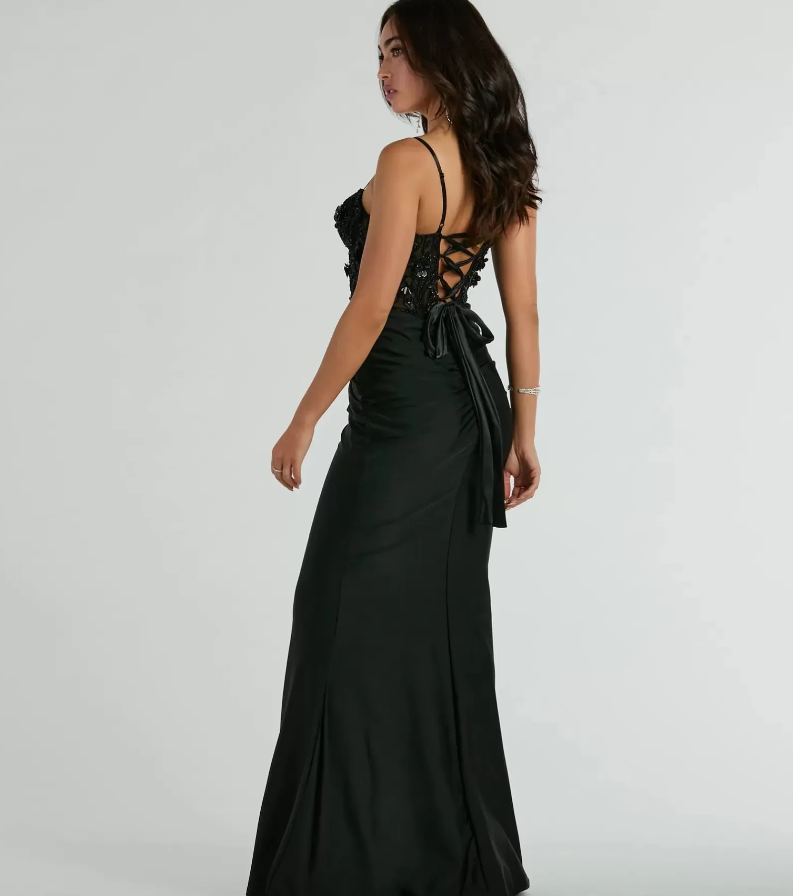 Windsor Wedding Outfits | Long Dresses*Gina Beaded Floral Bustier Lace Up Mermaid Formal Dress
