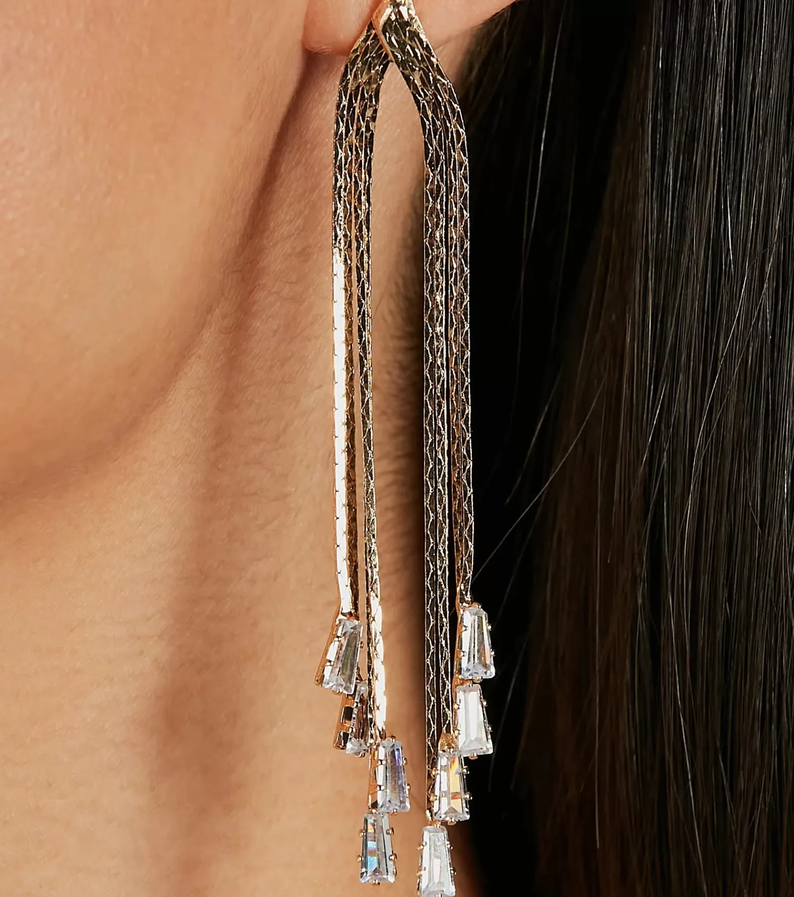 Windsor Earrings*Glam Icon Rhinestone Snake Chain Earrings