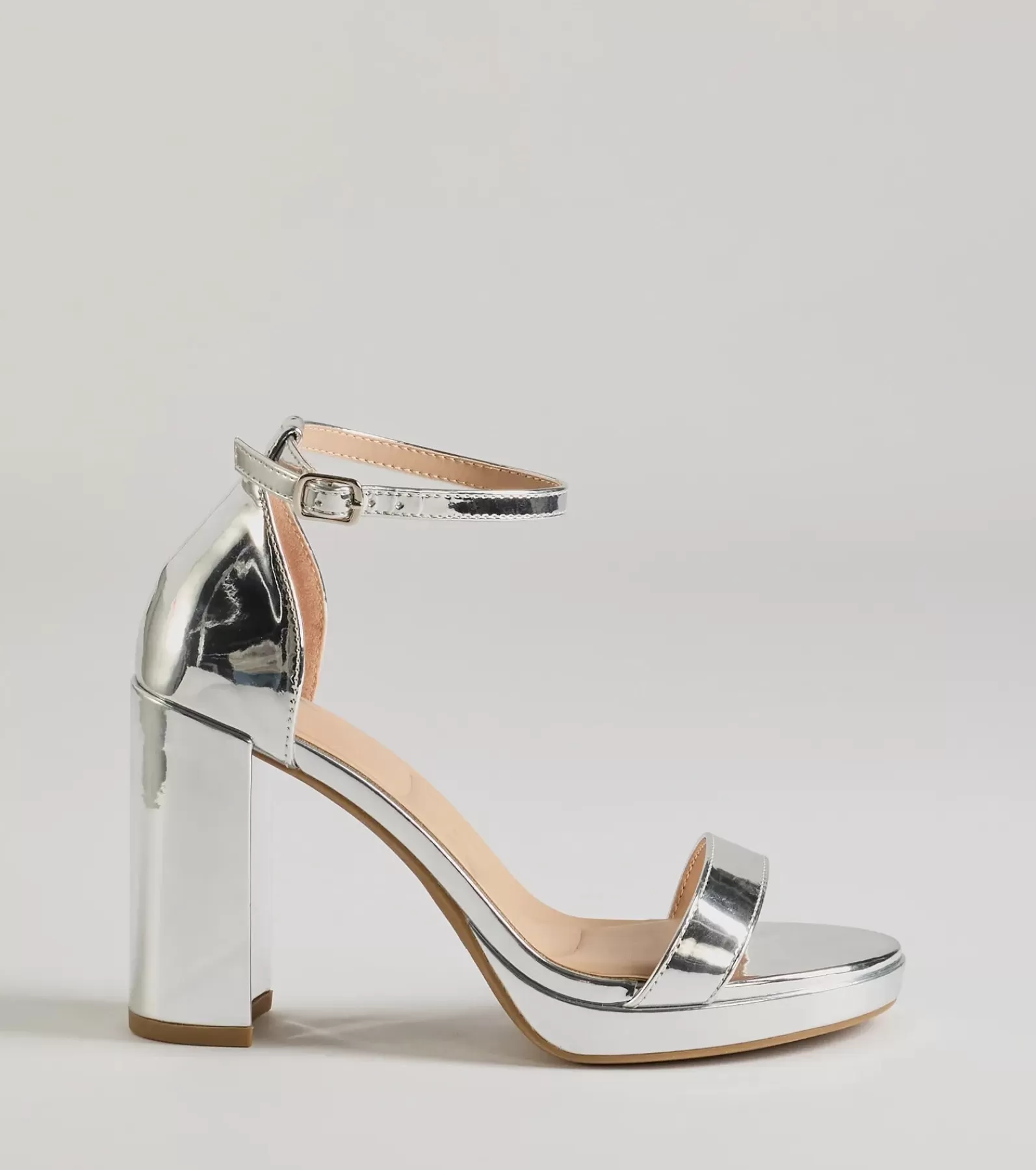 Windsor Sandals | Heels*Glam Metallic Faux Leather Platform Block Heels