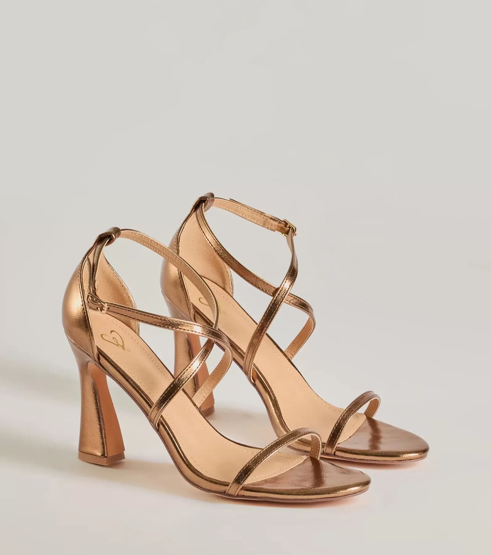 Windsor High Heels | Sandals*Glam Plans Strappy Metallic Block Heels