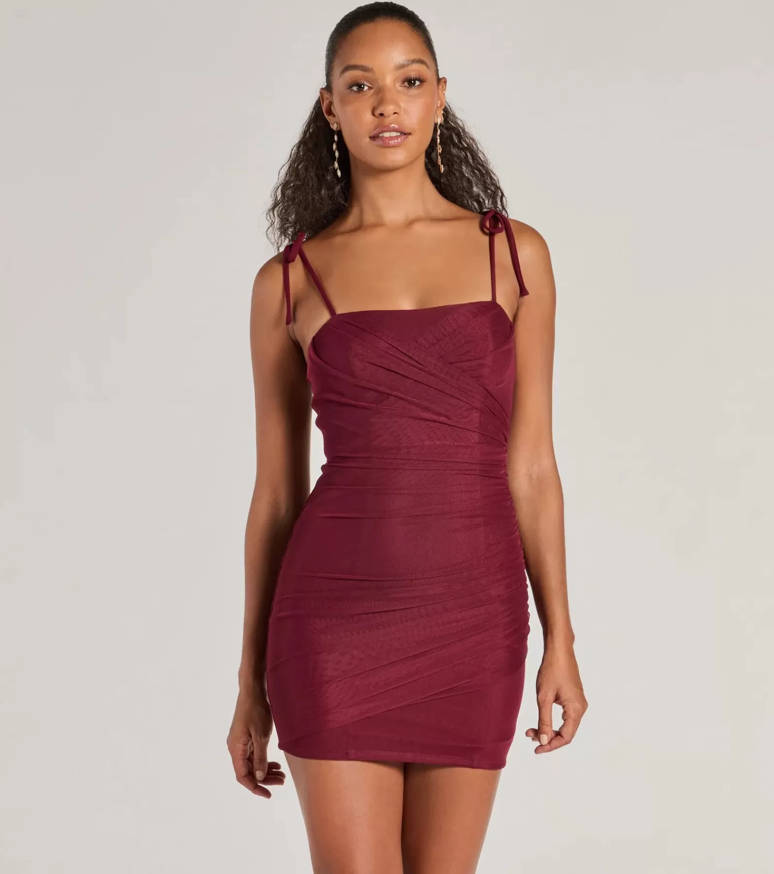 Windsor Bachelorette Dresses | Bachelorette Outfits*Glamorous Nights Mesh And Crepe Ruched Mini Dress