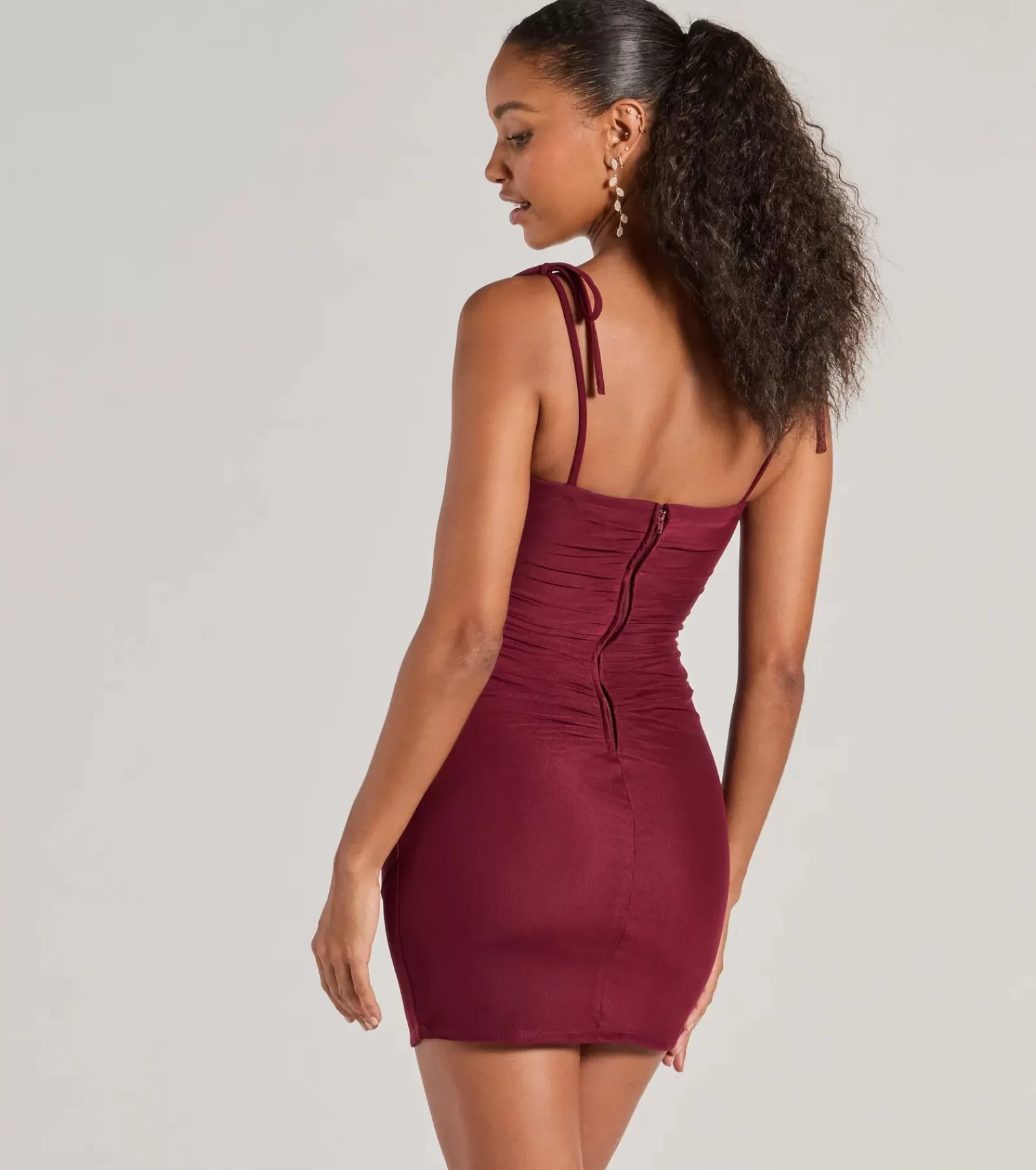 Windsor Bachelorette Dresses | Bachelorette Outfits*Glamorous Nights Mesh And Crepe Ruched Mini Dress