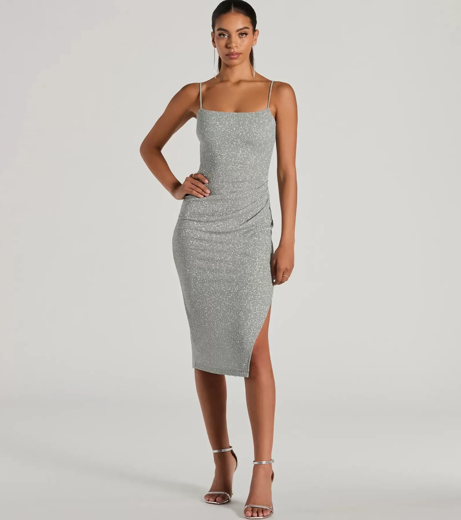 Windsor Midi Holiday Dresses | Glitter Holiday Dresses*Glitzy Gorgeous Glitter Knit Midi Dress