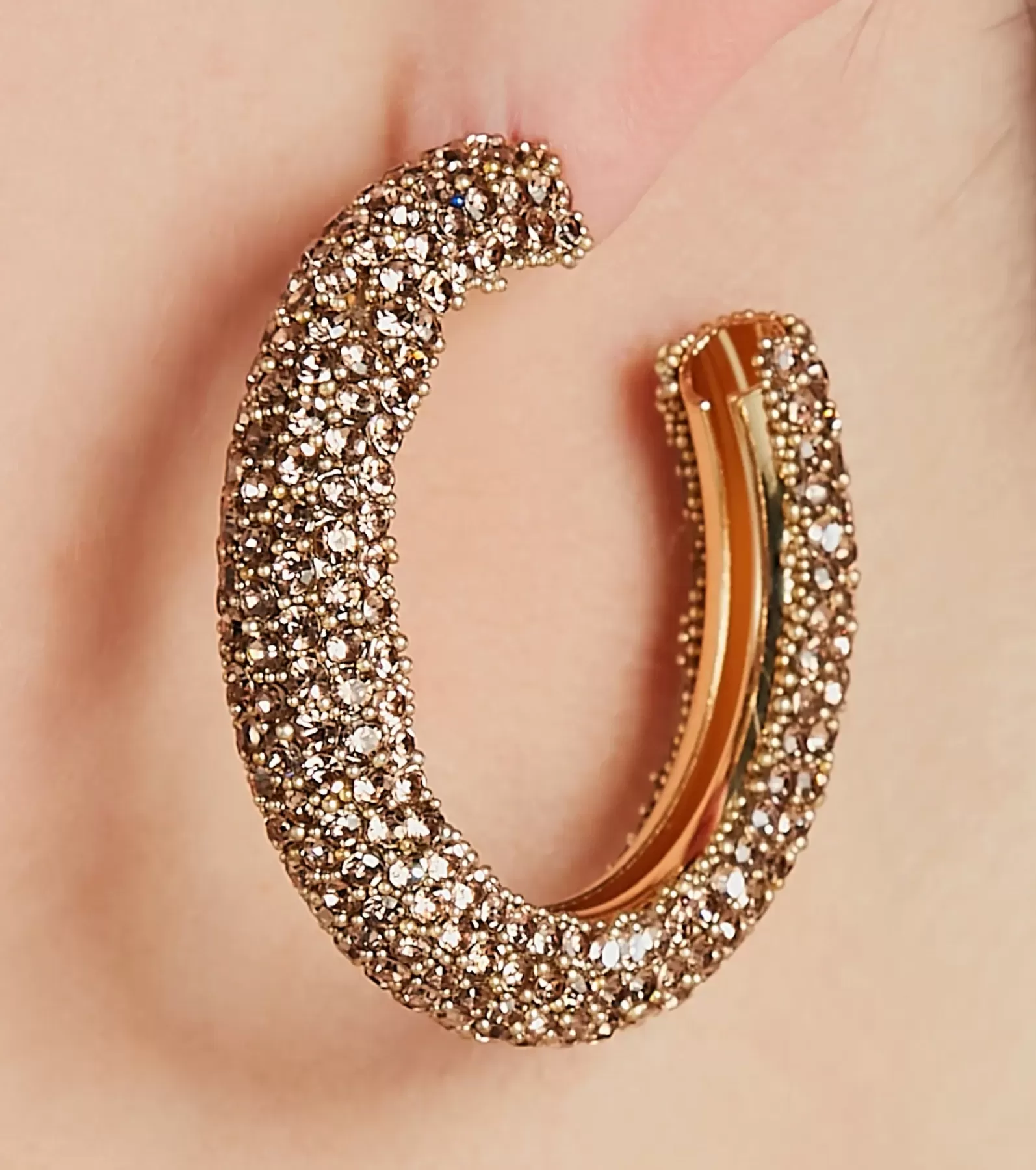 Windsor Nye Outfits | Earrings*Glitzy Soiree Rhinestone-Beaded Hoop Earrings