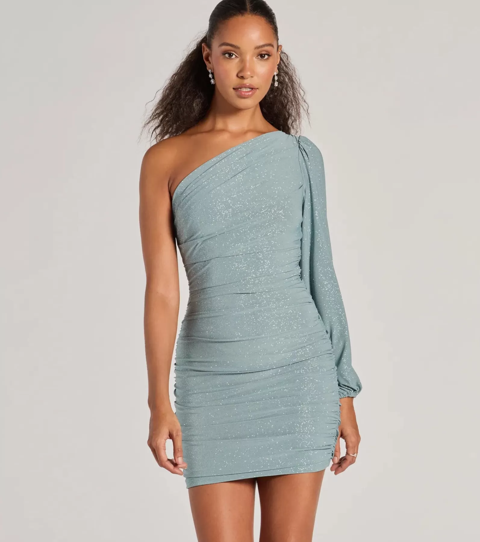Windsor Bachelorette Dresses | Bachelorette Outfits*Glitzy Status One-Shoulder Glitter Knit Mini Dress