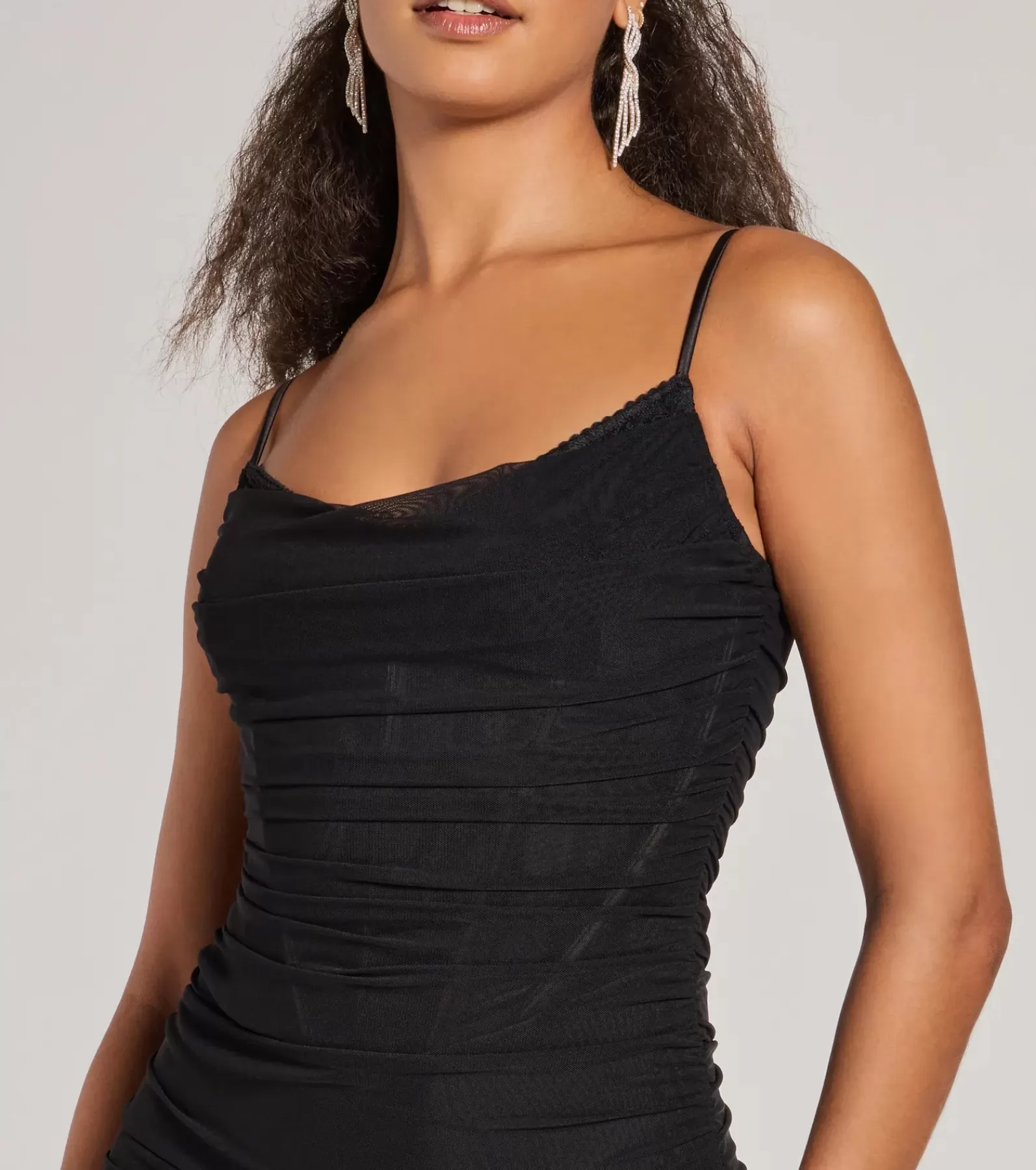 Windsor Black Bridesmaid Dresses | Corset Dresses*Gloria V-Neck Lace Corset Slim Mesh Formal Dress