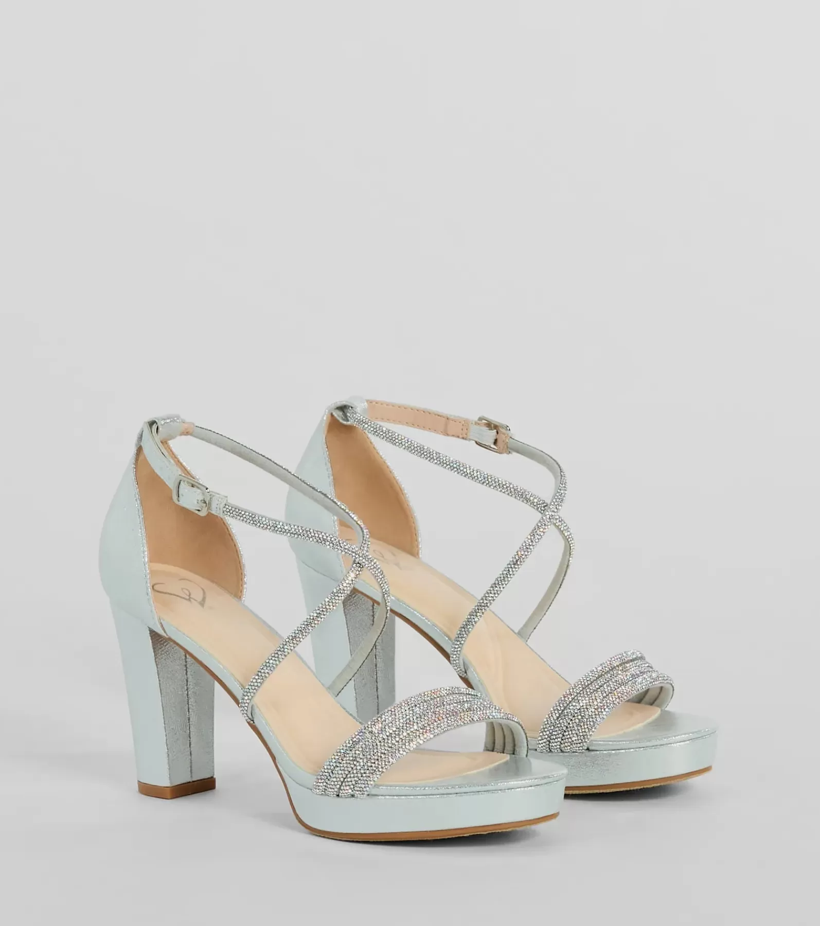 Windsor High Heels | Platform Shoes*Gloss Up Glitter Rhinestone Platform Block Heels