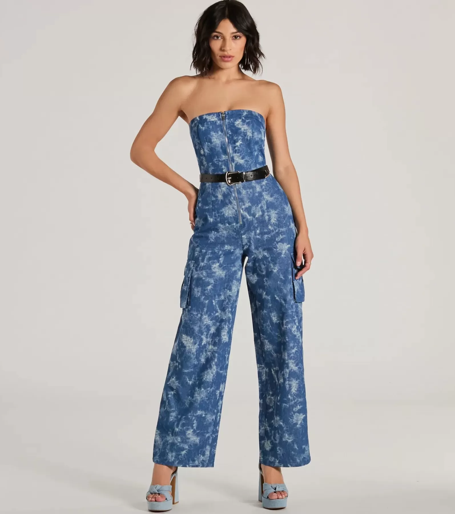 Windsor All Jumpsuits & Rompers | Cargo Pants*Good Vibes Strapless Tie-Dye Wide-Leg Cargo Jumpsuit