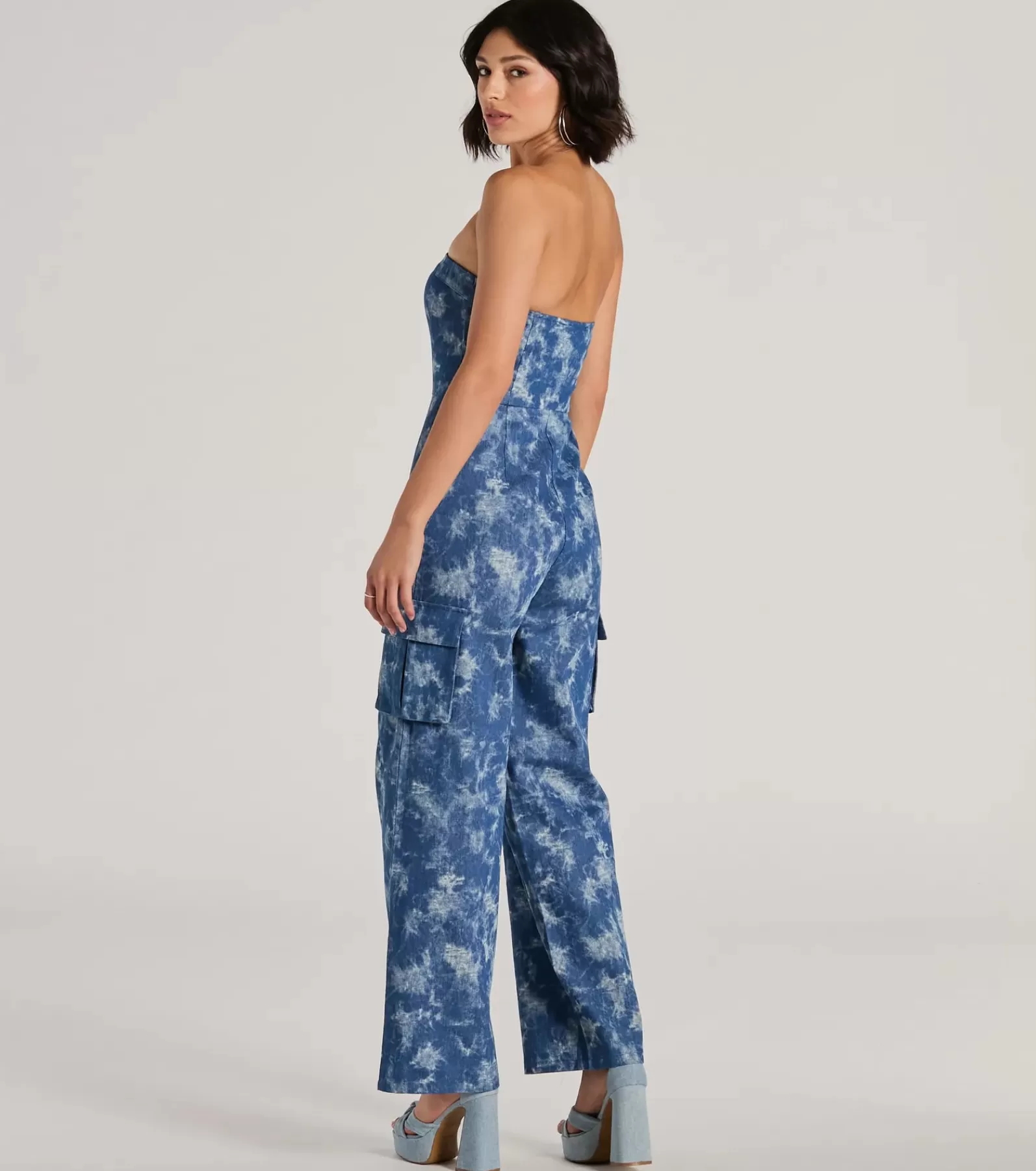 Windsor All Jumpsuits & Rompers | Cargo Pants*Good Vibes Strapless Tie-Dye Wide-Leg Cargo Jumpsuit