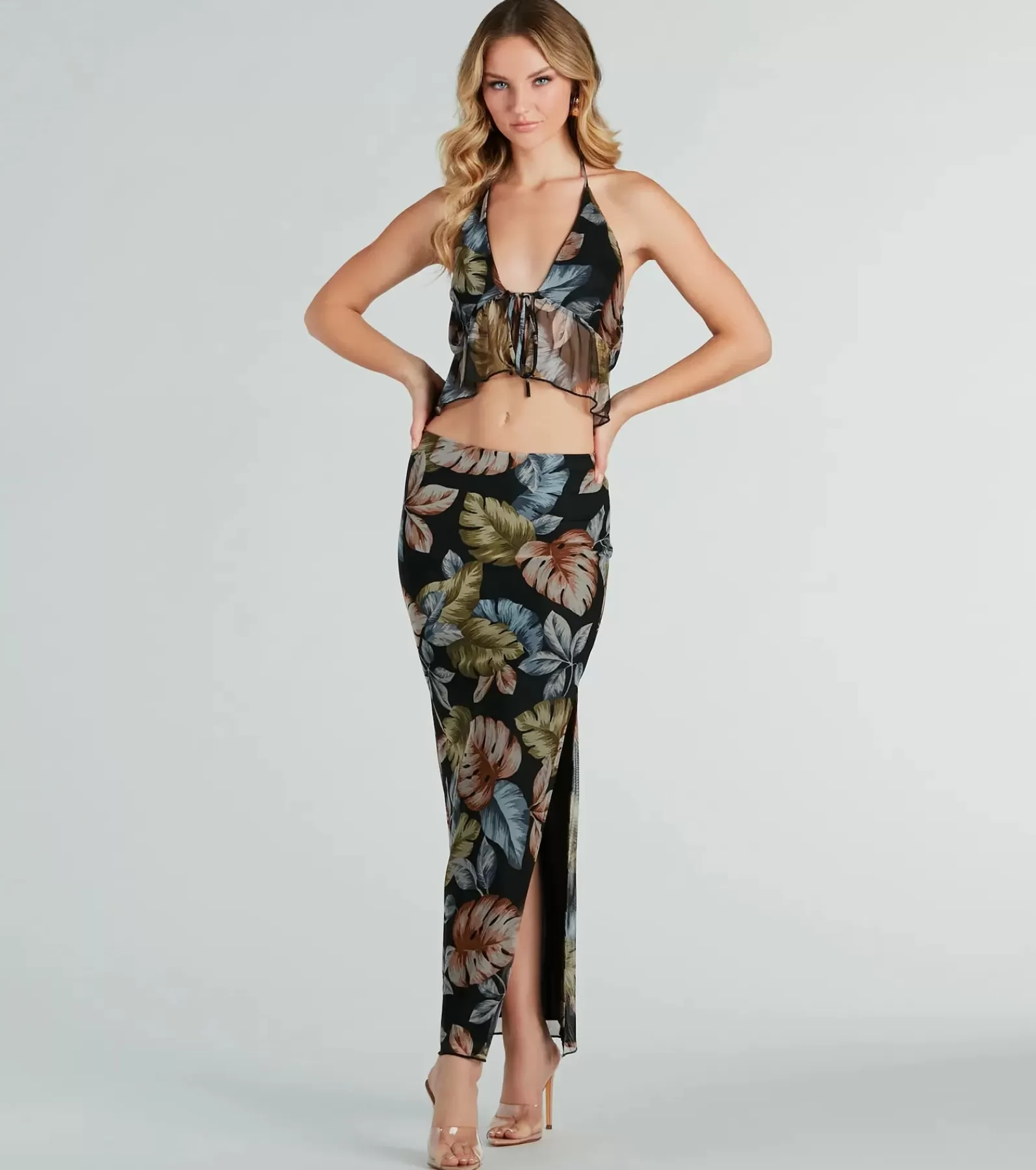 Windsor All Matching Sets | Black Skirts*Gorgeous Getaway Tropical Print Maxi Skirt