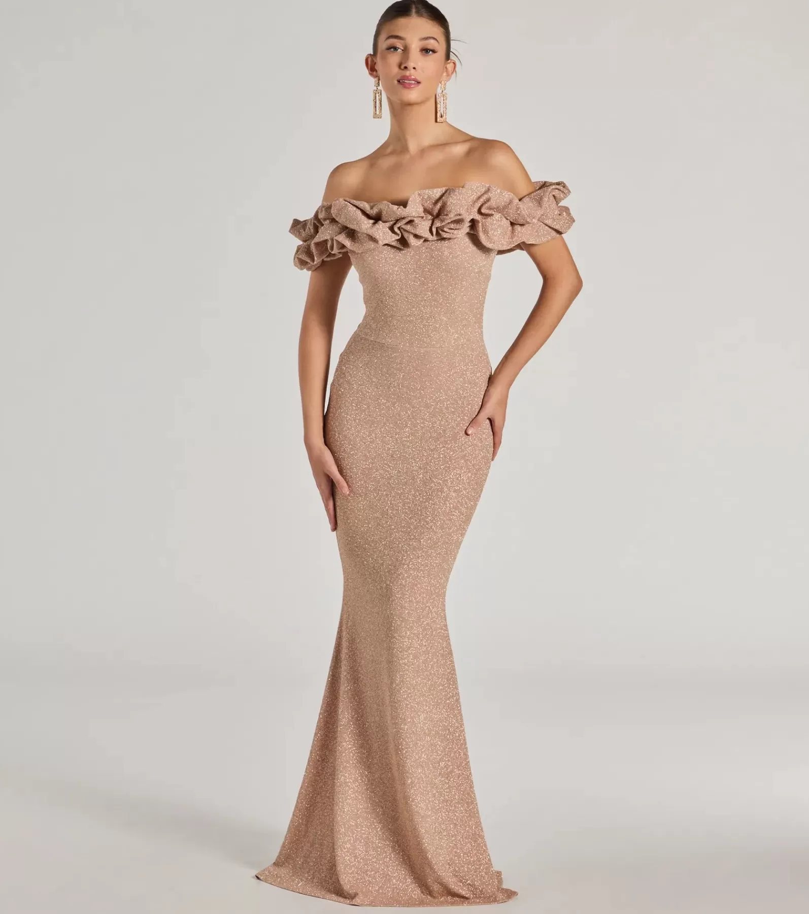 Windsor Wedding Outfits | Bridal Reception Dresses*Halsey Formal Glitter Ruffled Mermaid Dress