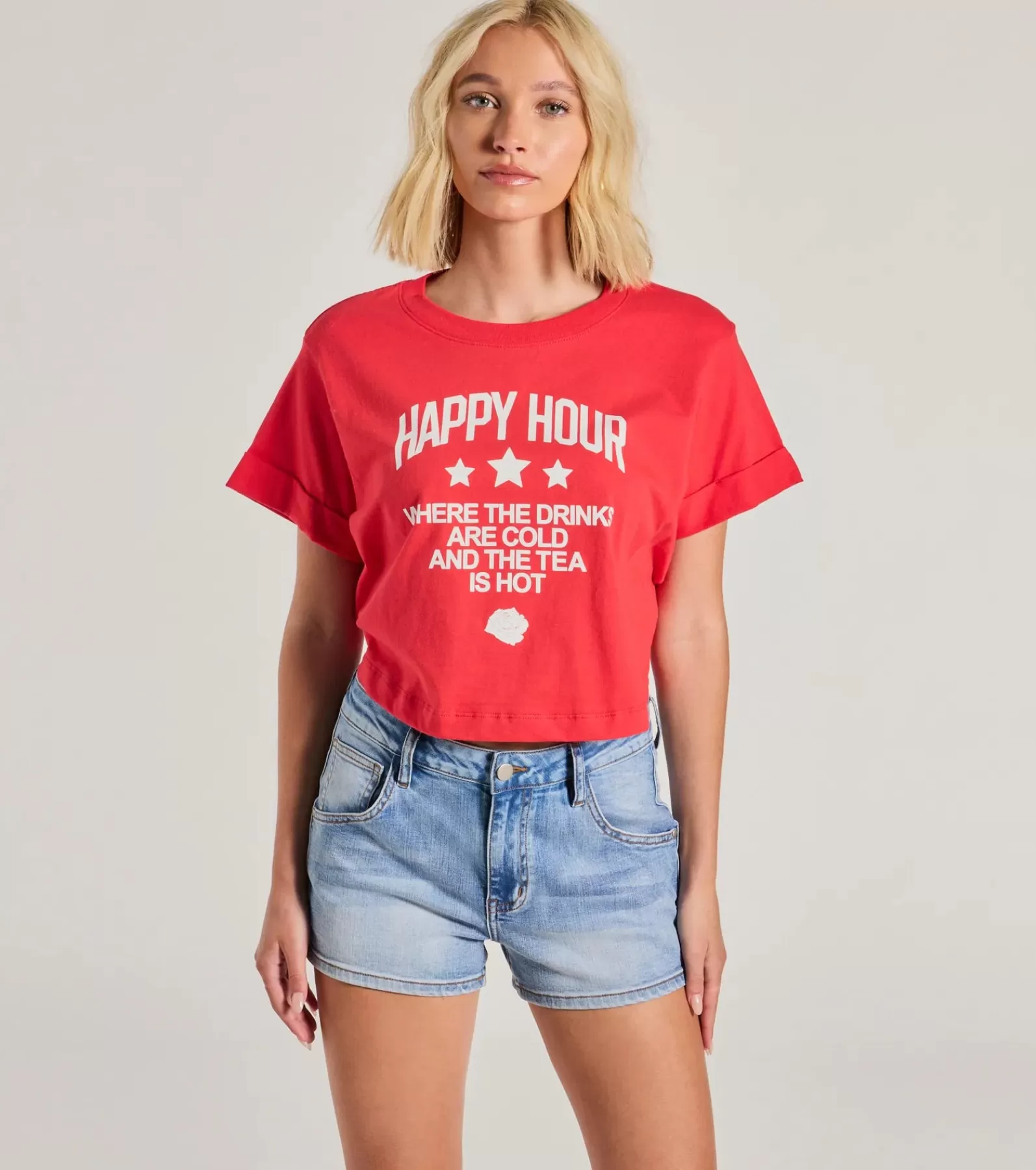 Windsor Graphic Tees | Short Sleeve Tops*Happy Hour Crop Graphic Tee