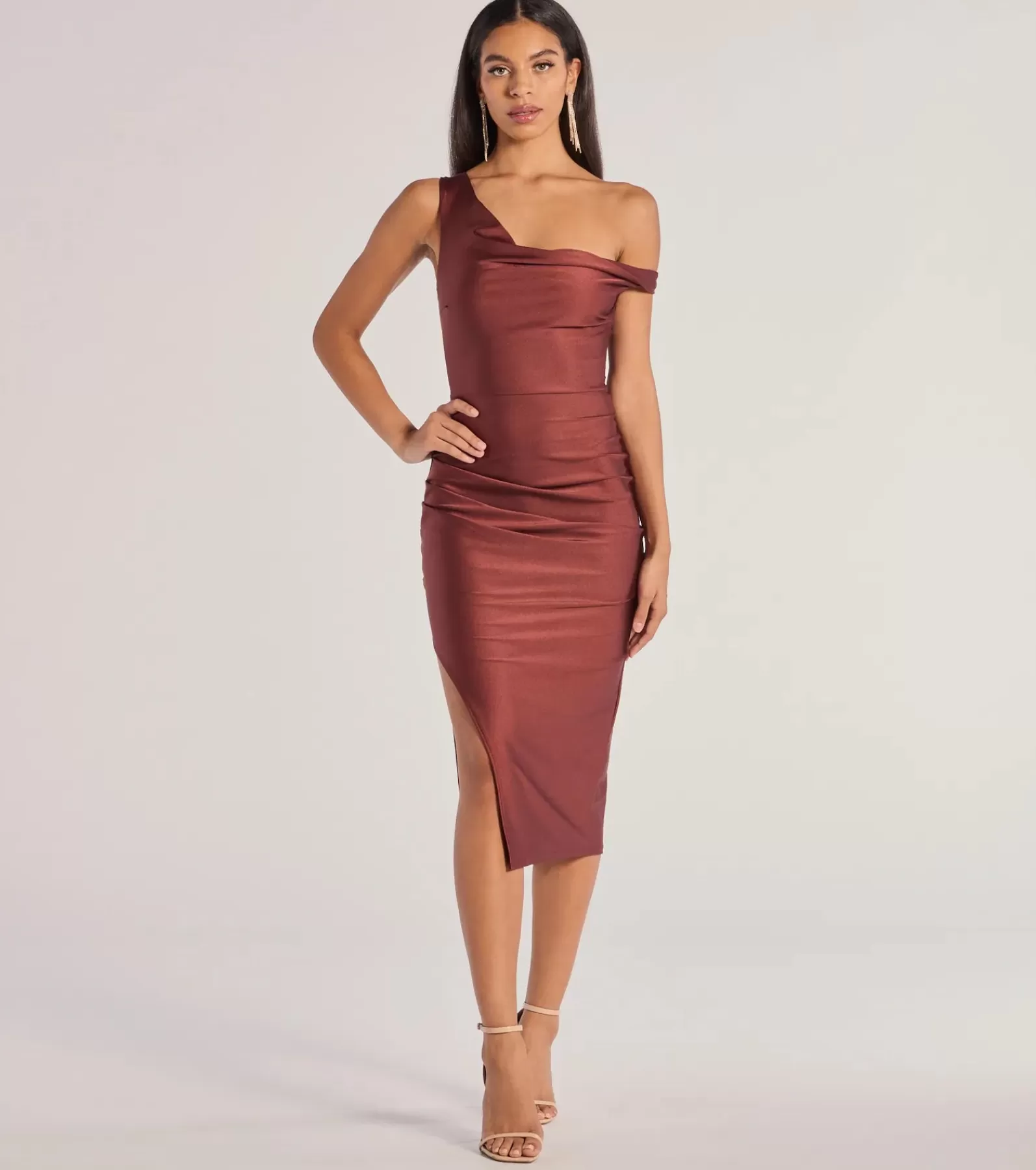 Windsor Wedding Outfits | Country Wedding Guest Dresses*Iconic Silhouette Off-Shoulder High Slit Midi Dress
