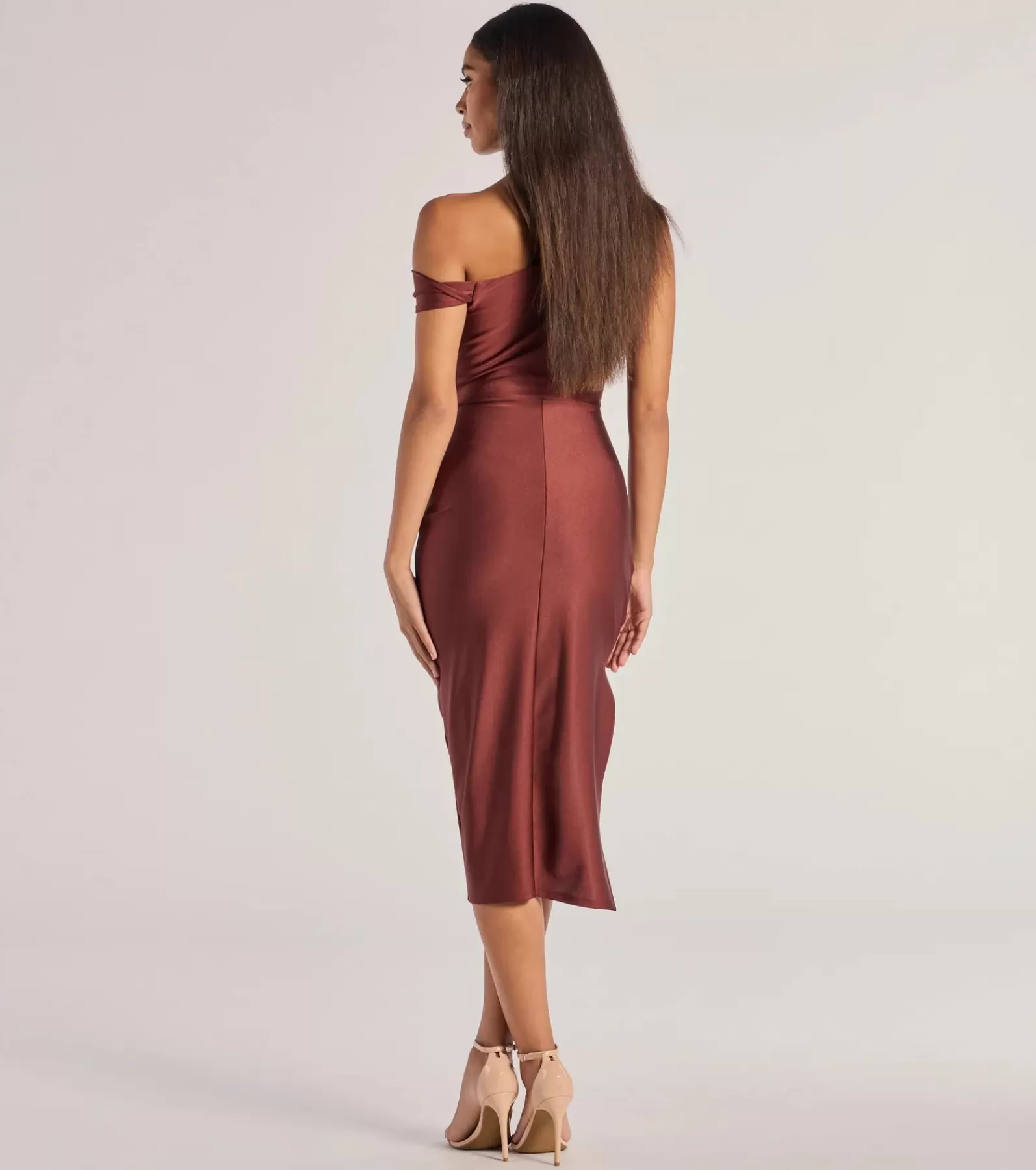 Windsor Wedding Outfits | Country Wedding Guest Dresses*Iconic Silhouette Off-Shoulder High Slit Midi Dress