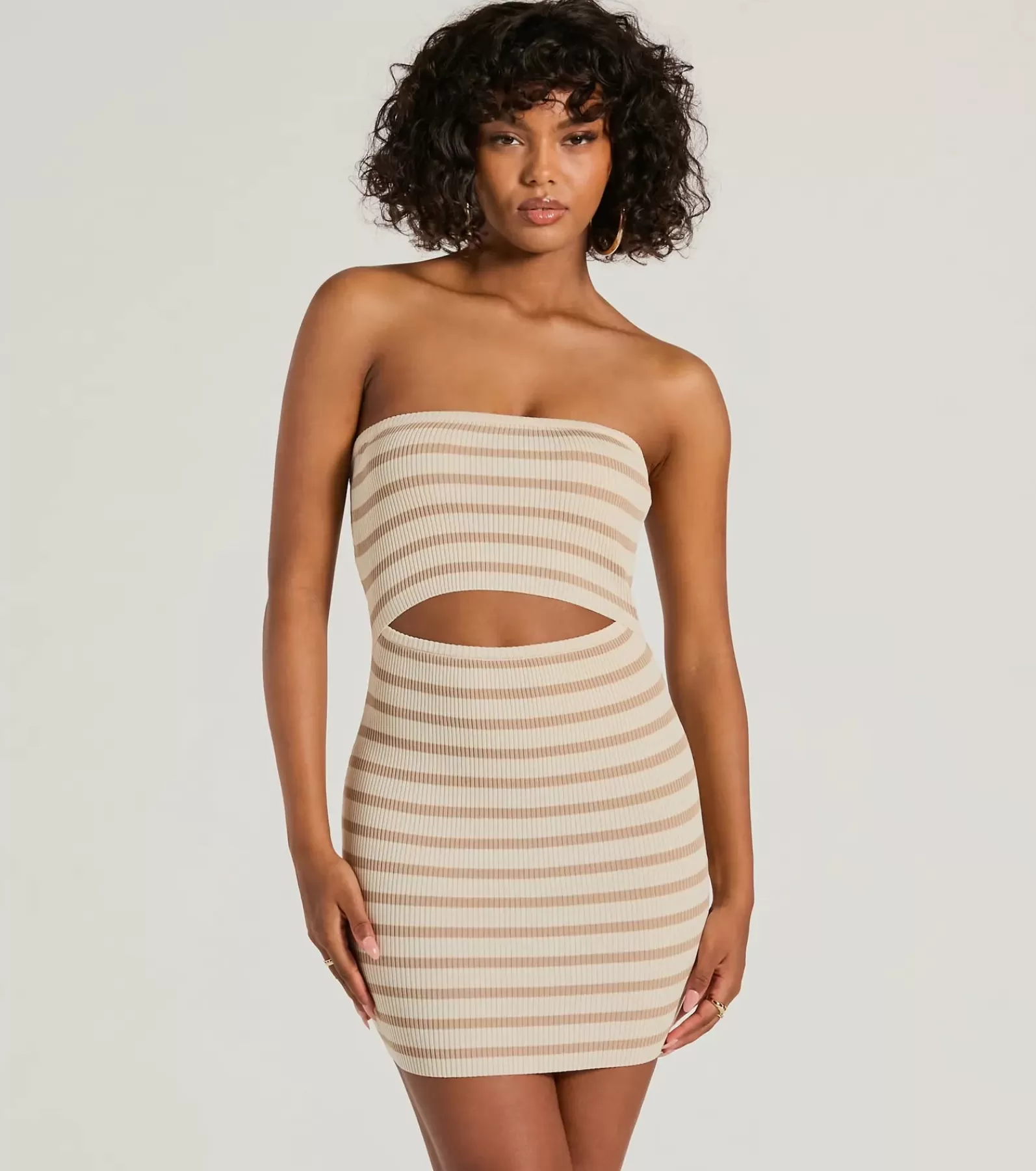 Windsor Sundresses*In A Daze Strapless Cutout Striped Knit Mini Dress