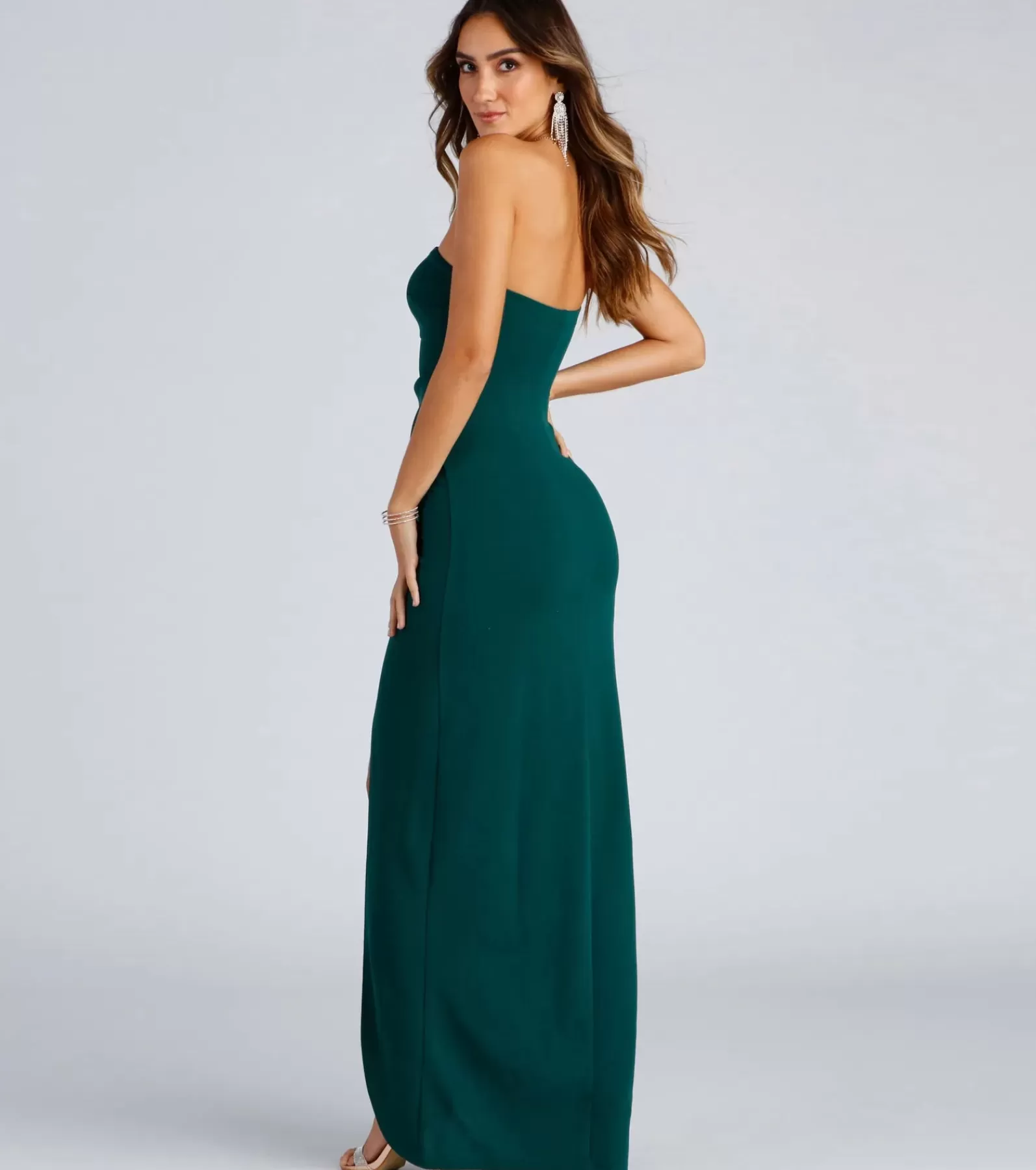 Windsor Green Bridesmaid Dresses*Iris One-Shoulder Crepe Dress