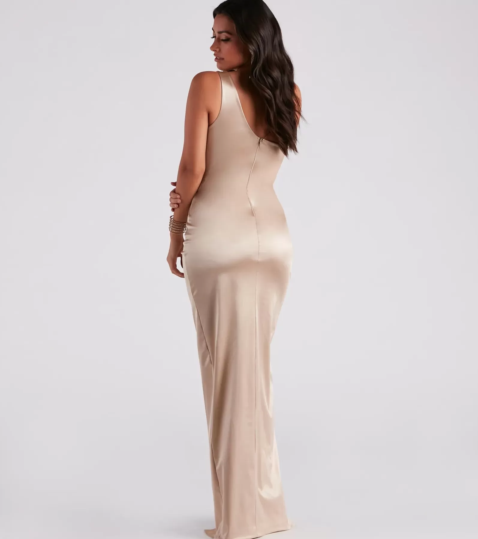Windsor Rehearsal | Satin Bridesmaid Dresses*Isla Satin One-Shoulder Wrap Dress