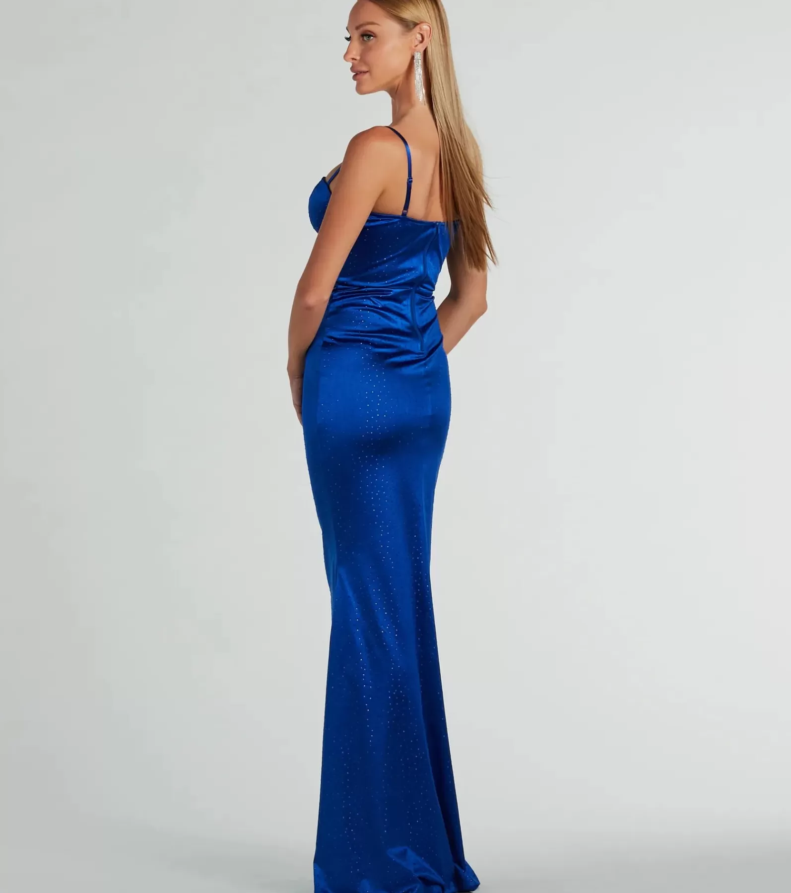 Windsor Satin Bridesmaid Dresses | Blue Bridesmaid Dresses*Jaiden Bustier Rhinestone Satin Formal Dress