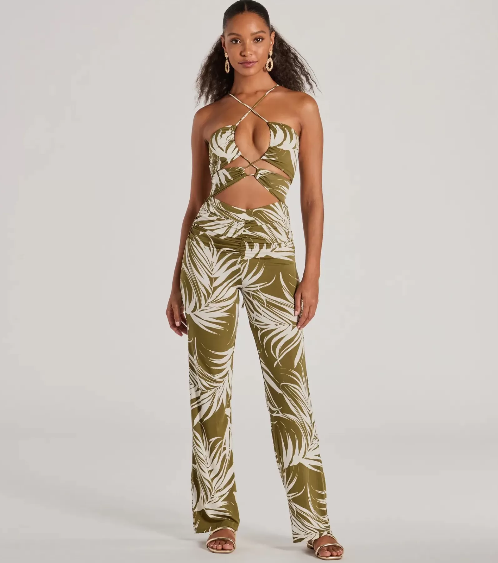 Windsor All Jumpsuits & Rompers | Pants*Jet-Set To Paradise Strappy Cutout Tropical Knit Jumpsuit