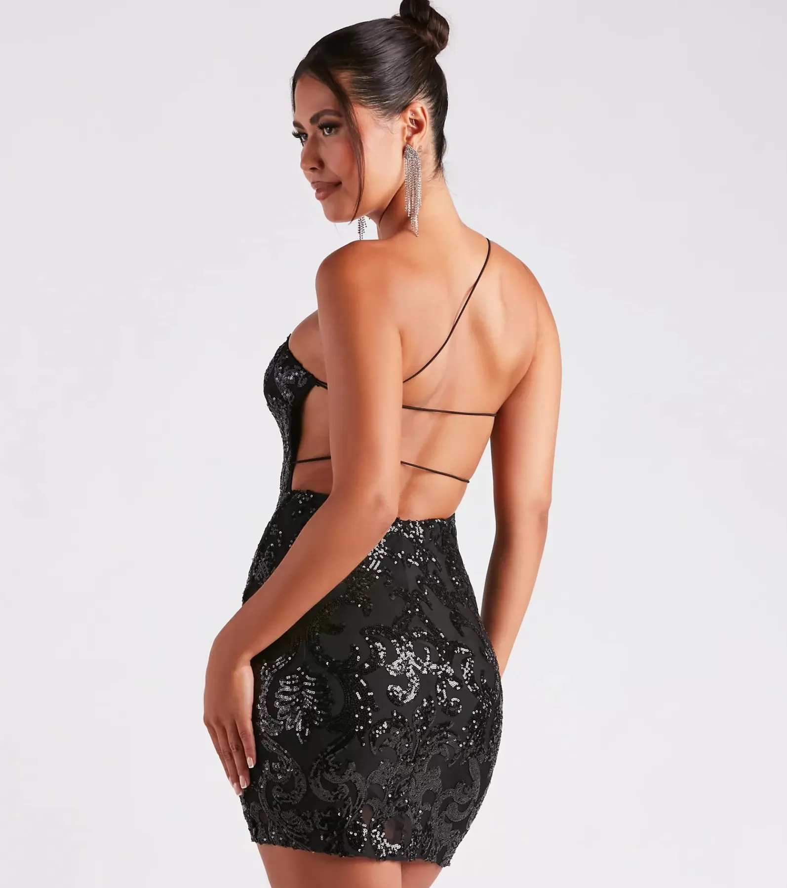 Windsor Sequin Nye Dresses | Black Nye Dresses*Kai Formal One-Shoulder Sequin Short Dress