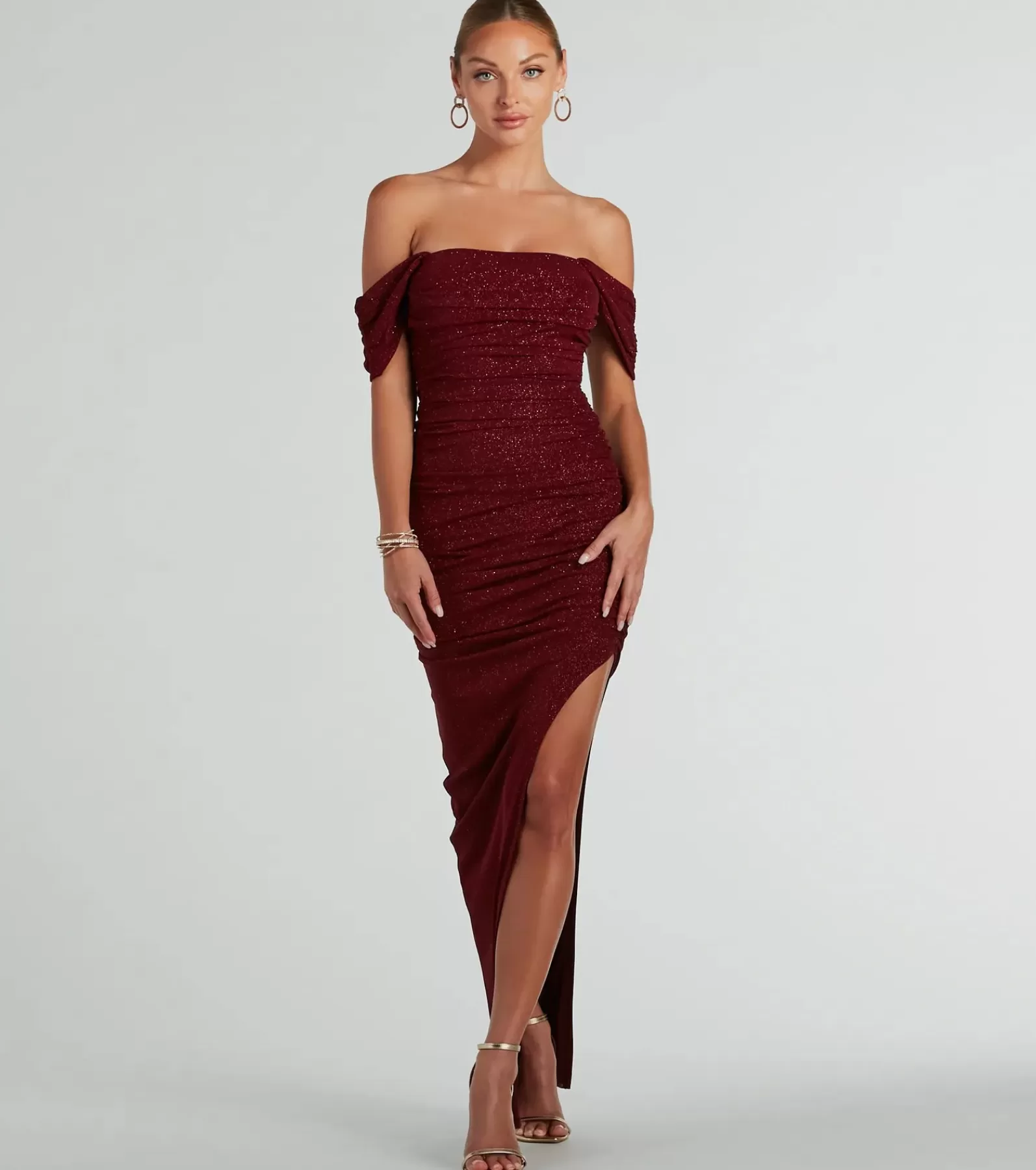 Windsor Glitter Nye Dresses | Red Bridesmaid Dresses*Kairi Off-The-Shoulder Glitter Mesh Formal Dress