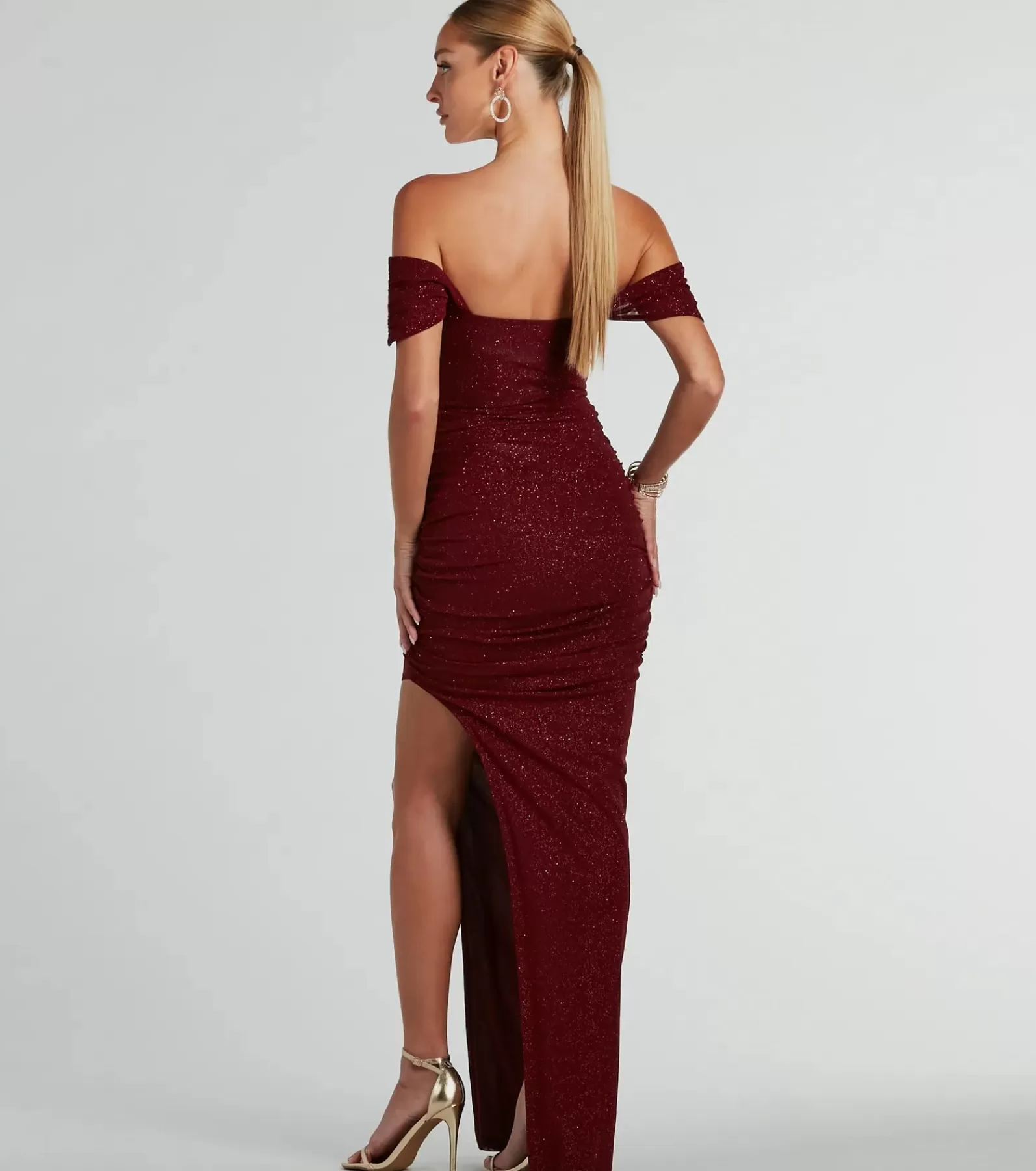 Windsor Glitter Nye Dresses | Red Bridesmaid Dresses*Kairi Off-The-Shoulder Glitter Mesh Formal Dress