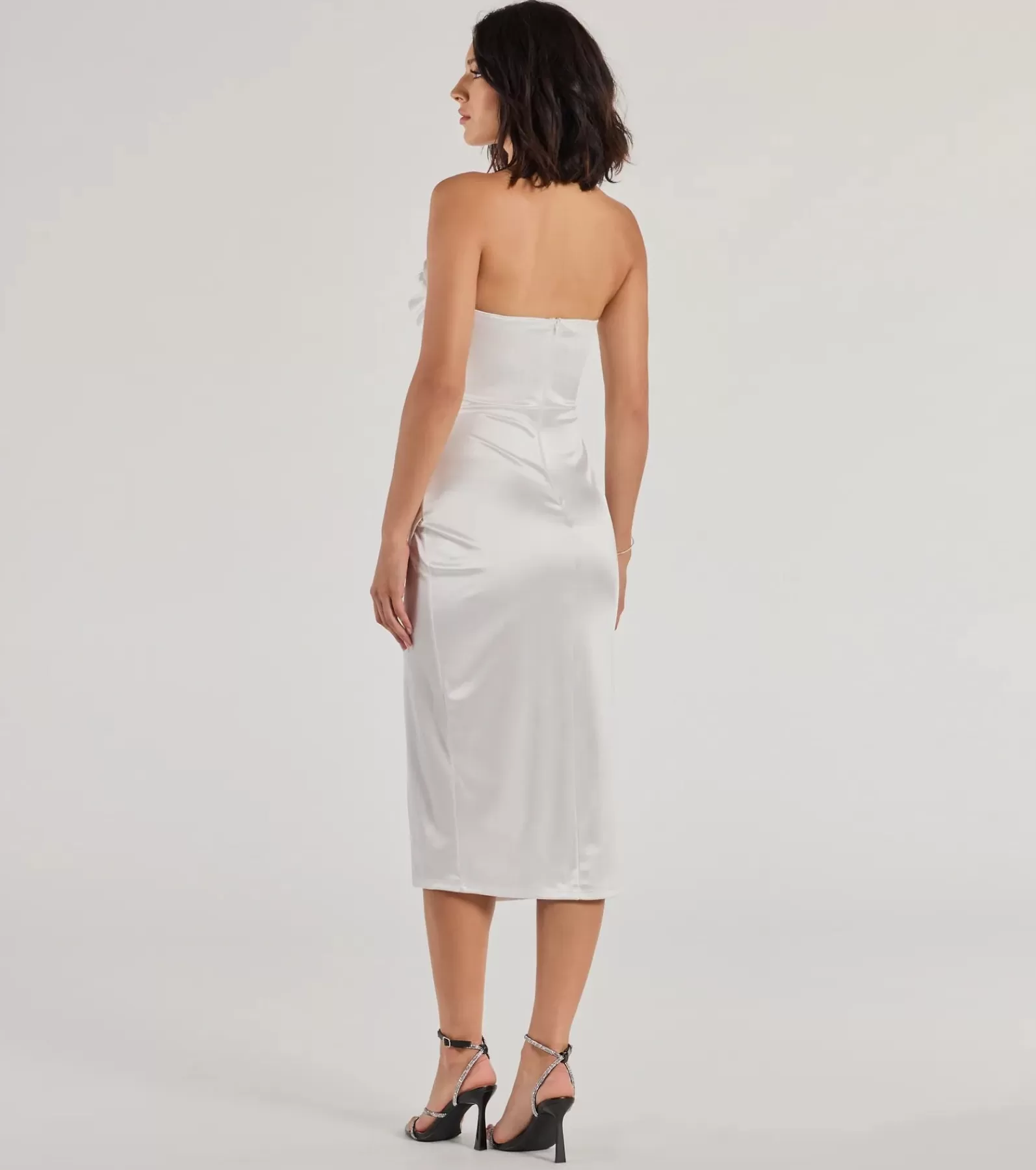 Windsor Bridal Reception Dresses | Bridal Shower*Kaleen Sleeveless Satin Wrap Midi Dress