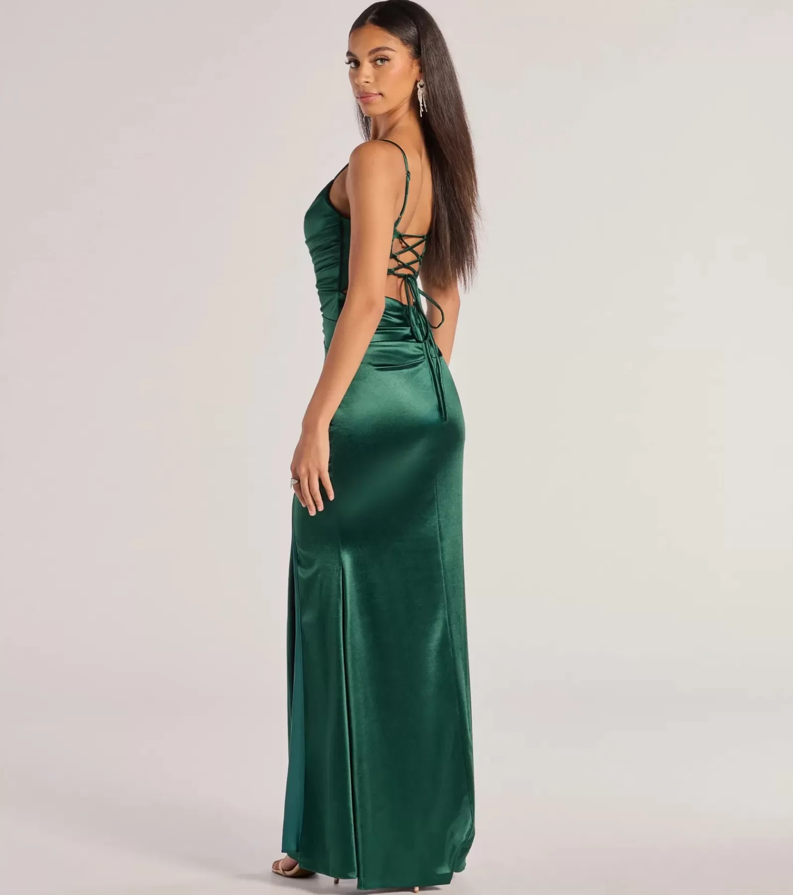 Windsor Wedding Outfits | Satin Bridesmaid Dresses*Kamari Satin Pleated High Slit Mermaid Dress
