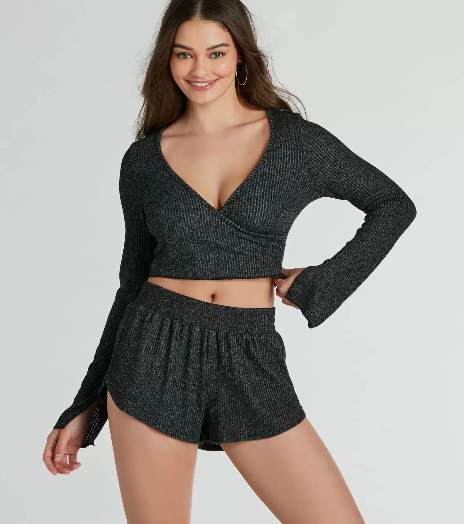 Windsor All Matching Sets | Long Sleeve Tops*Keep It Chill Long Sleeve Ribbed Knit Pajama Top