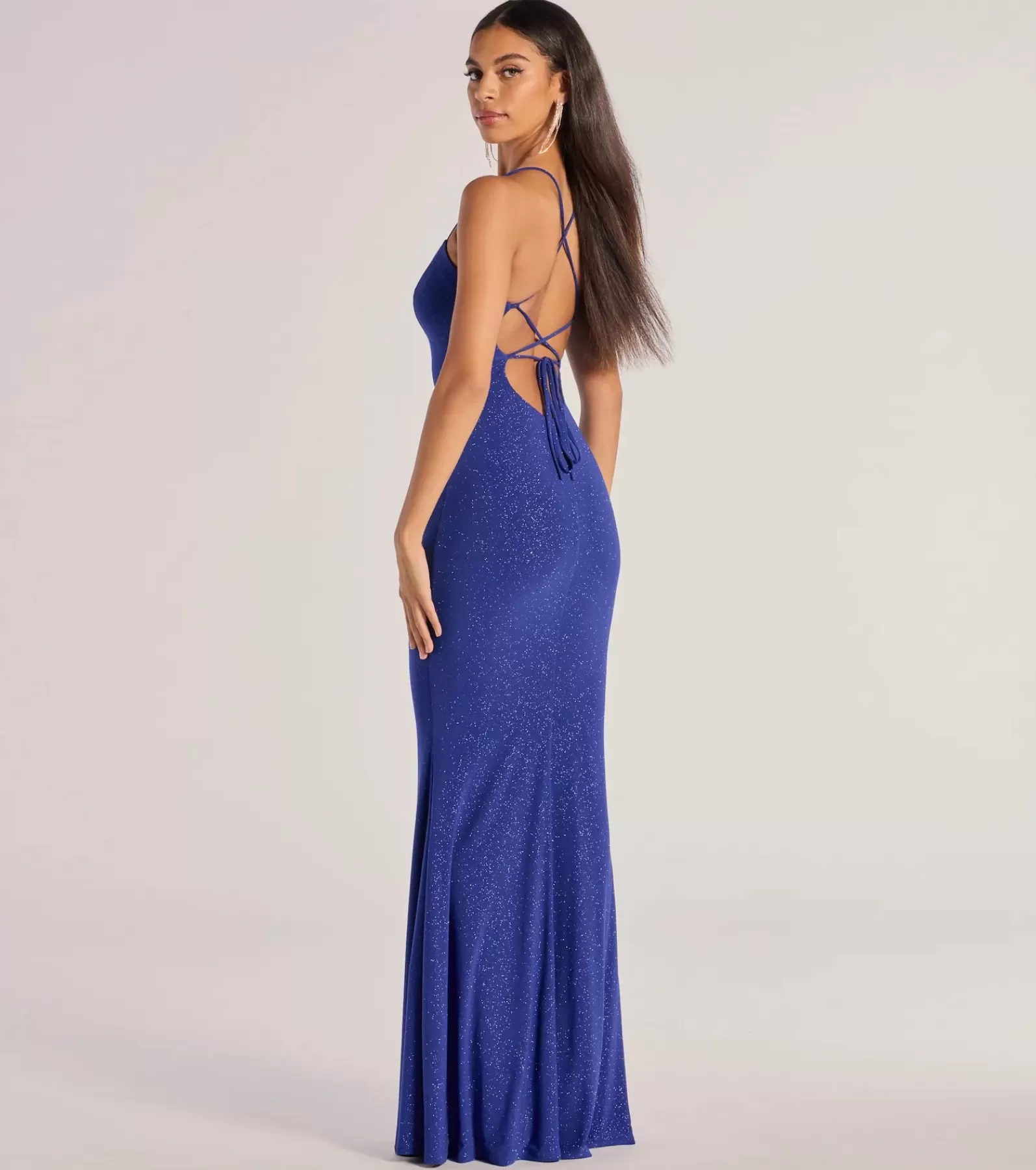 Windsor Wedding Outfits | Blue Bridesmaid Dresses*Kyleigh Glitter Lace-Up Back Mermaid Dress