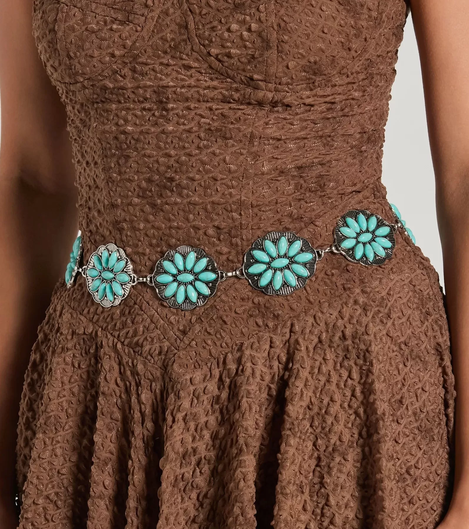 Windsor Belts*Land And Sea Flower Stone Concho Belt
