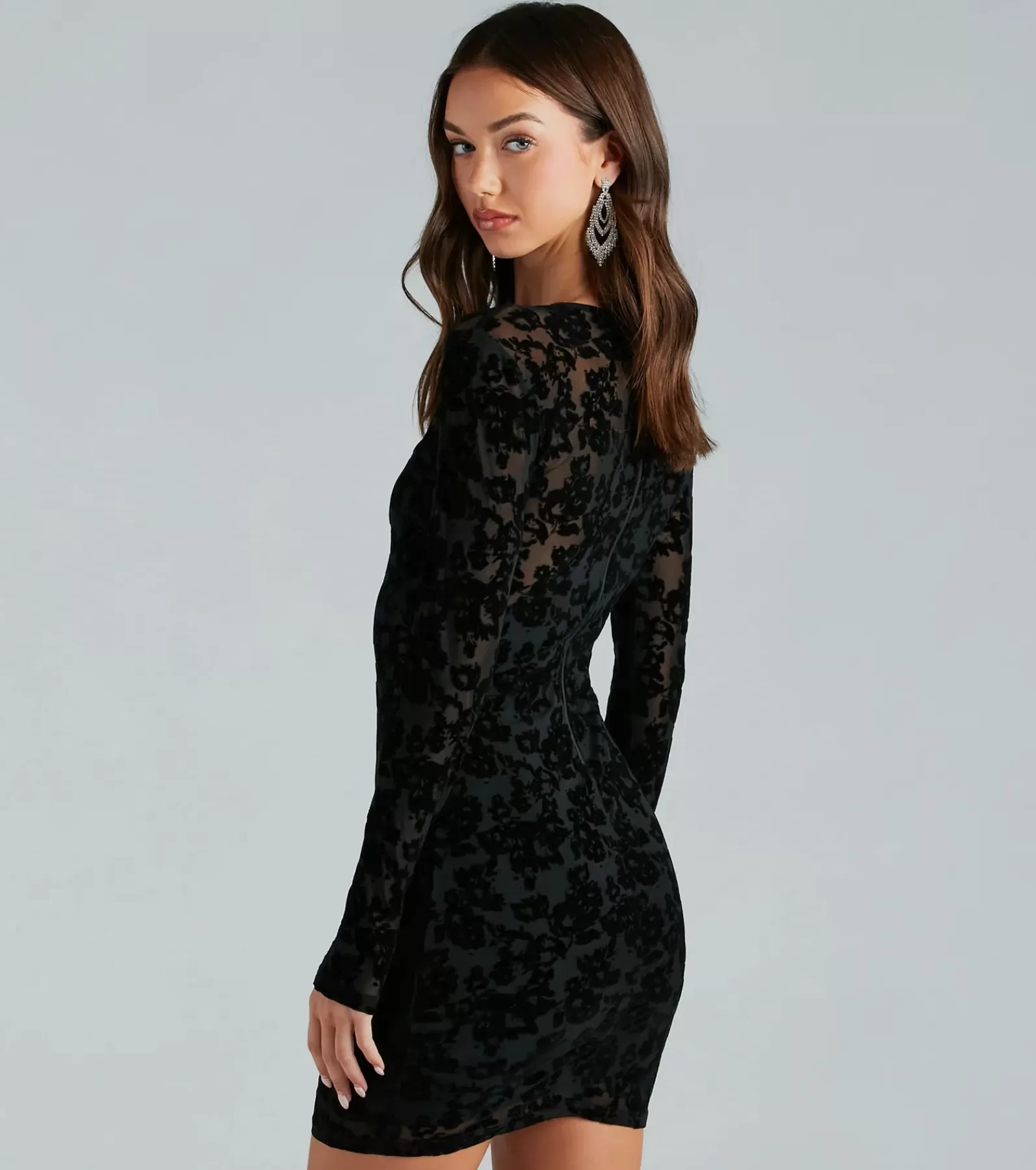 Windsor Velvet Holiday Dresses | Holiday Dresses*Late Night Vibes Velvet Flocked Mini Dress