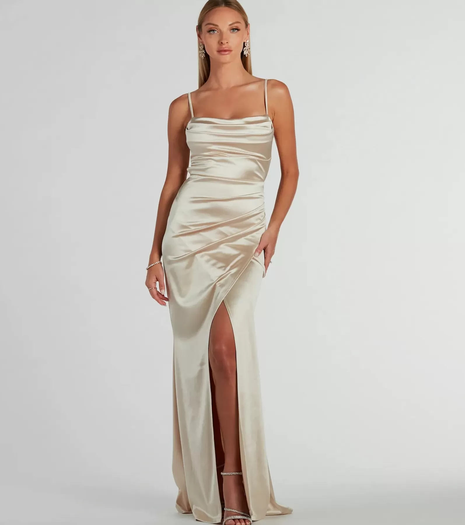 Windsor Satin Bridesmaid Dresses | Black Tie Wedding Guest Dresses*Laurel Formal Satin Tie-Back Mermaid Dress