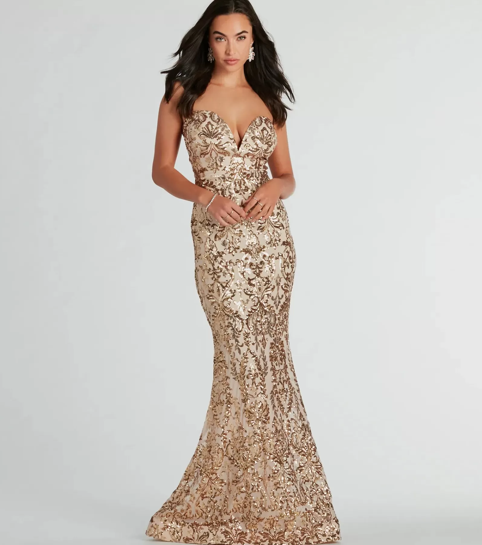 Windsor Sequin Bridesmaid Dresses | Sequin Holiday Dresses*Leighton Formal Sequin Strapless Mermaid Dress