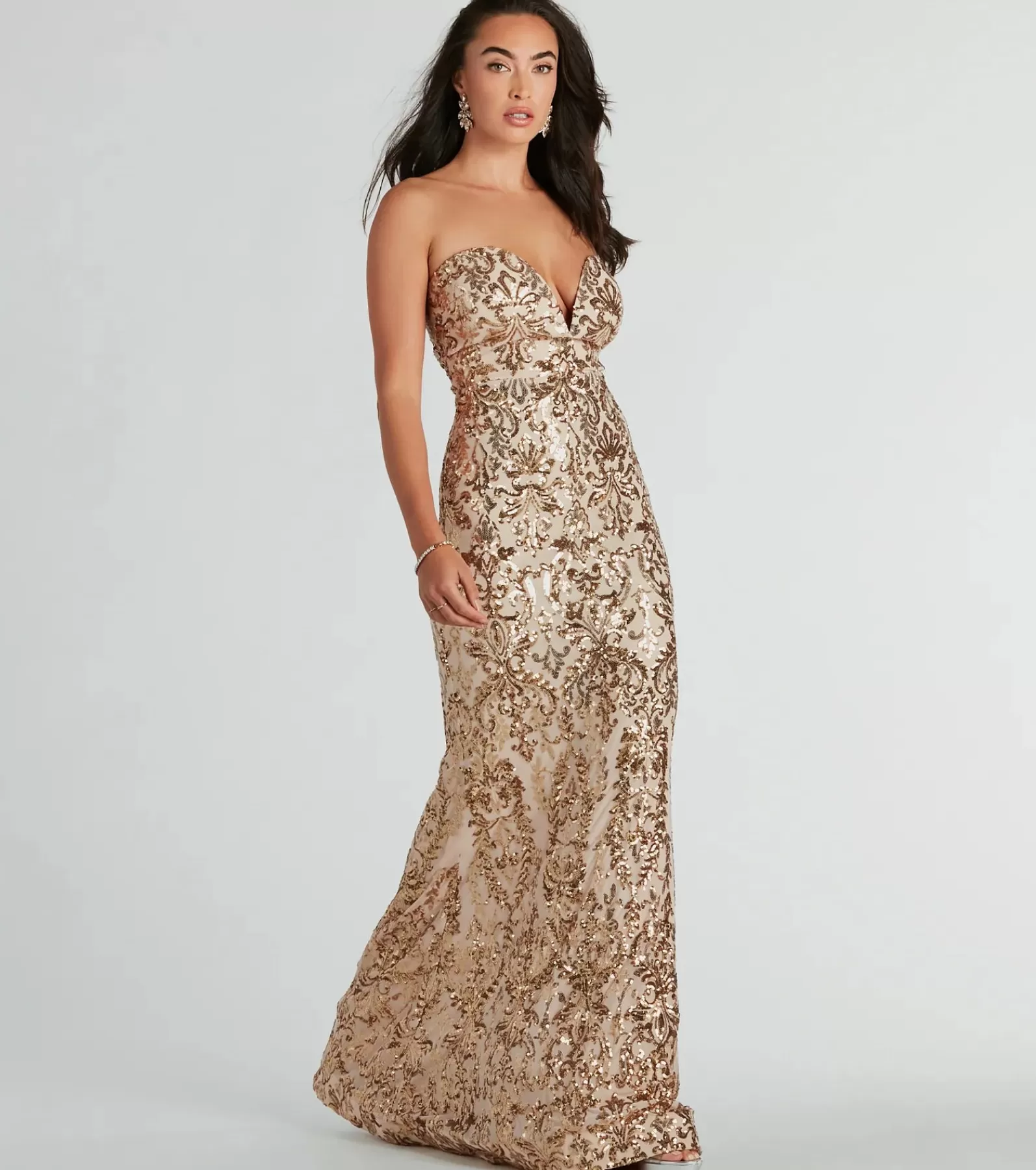 Windsor Sequin Bridesmaid Dresses | Sequin Holiday Dresses*Leighton Formal Sequin Strapless Mermaid Dress