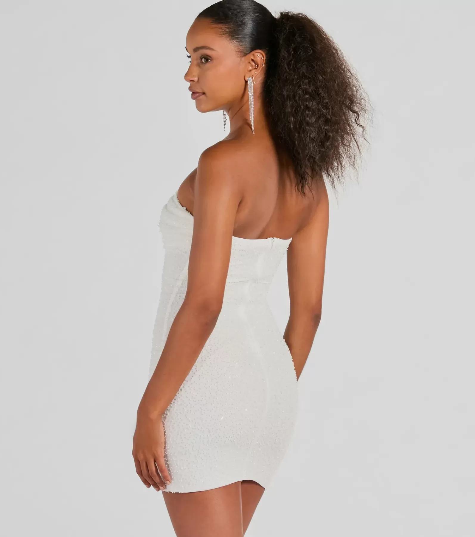 Windsor Wedding Outfits | Bridal Reception Dresses*Lena Strapless Bodycon Beaded Mesh Mini Dress